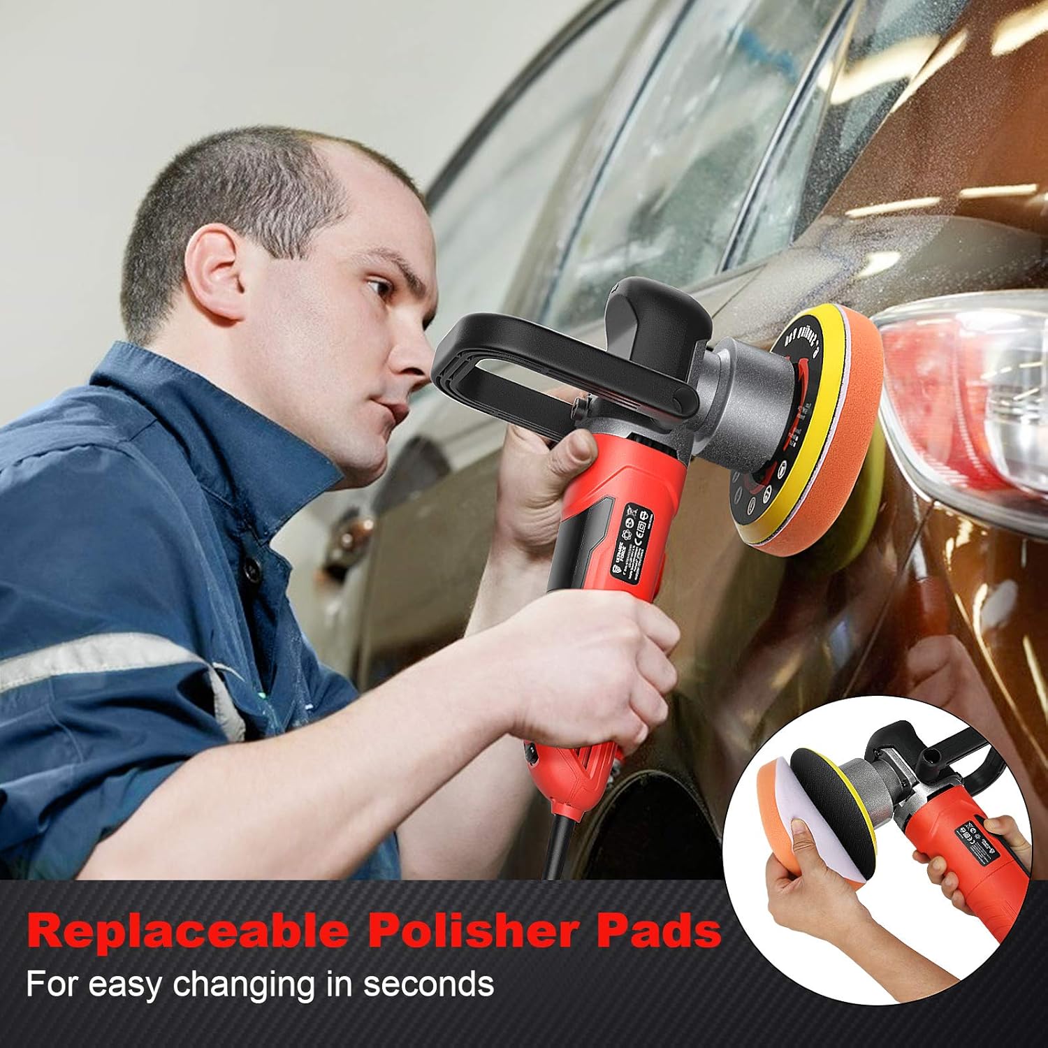 Goplus Car Buffer Polisher, 6 Inches Dual Action Random Orbital Polisher w/ 6 Variable Speeds for Car Polishing, Sanding, Waxing Pack of 2