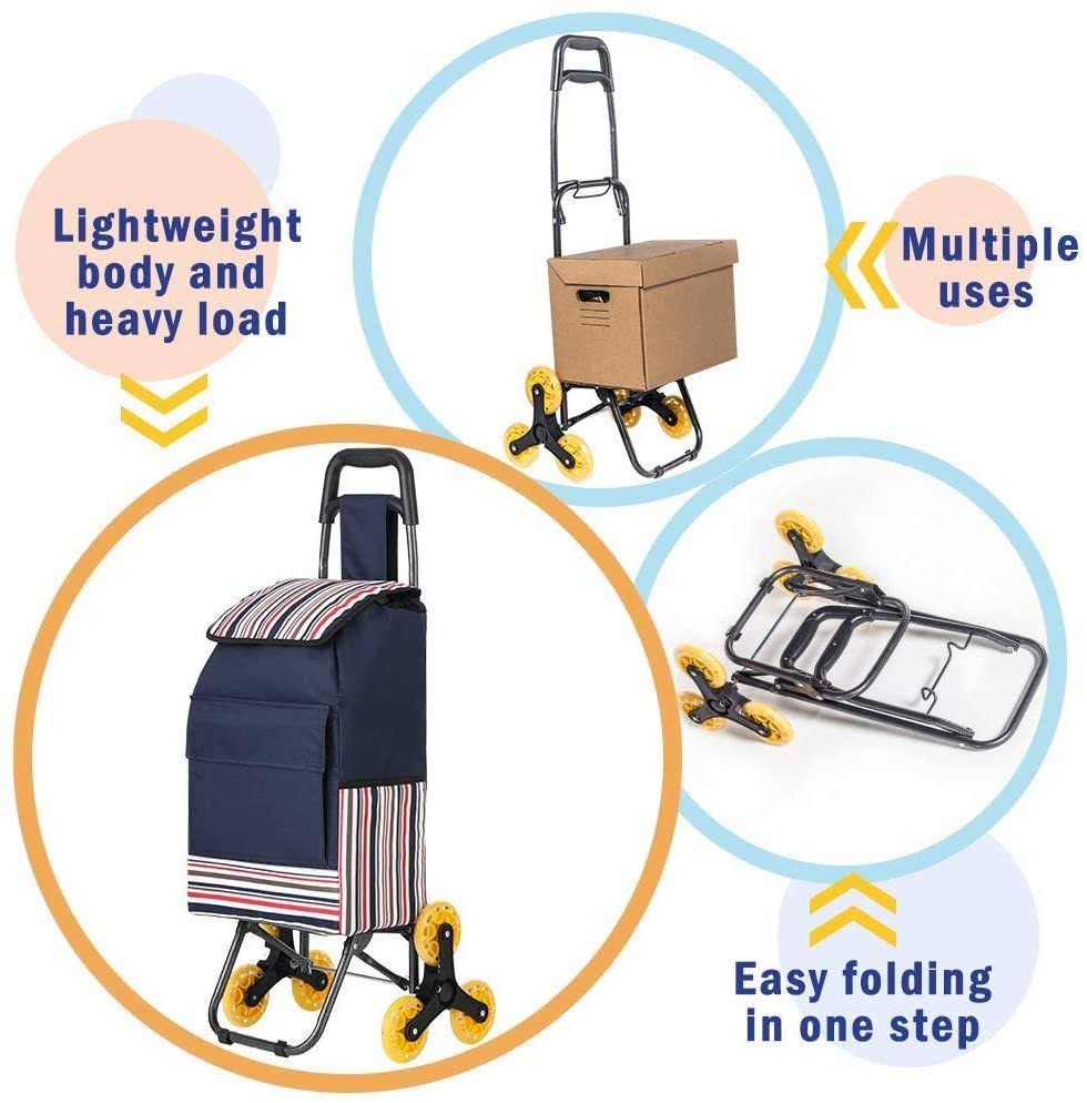 LUCKUP Folding Shopping Cart, Stair Climbing Cart Grocery Laundry Utility Cart