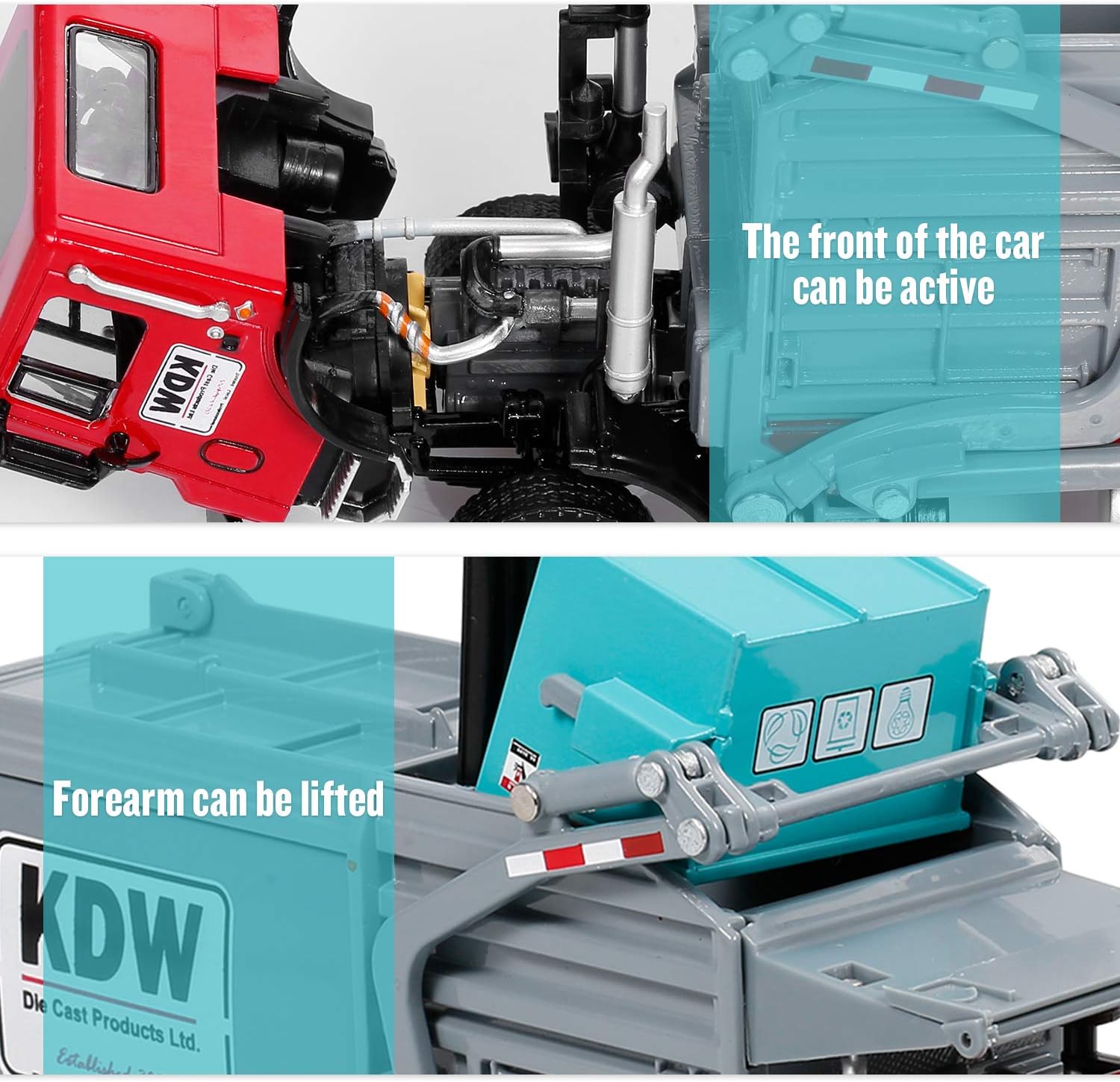 GoolRC Garbage Carrier Truck, 1:24 Alloy Diecast Barreled Waste Material Transporter Vehicle Model, Kids Toys for Boys Girls Birthday