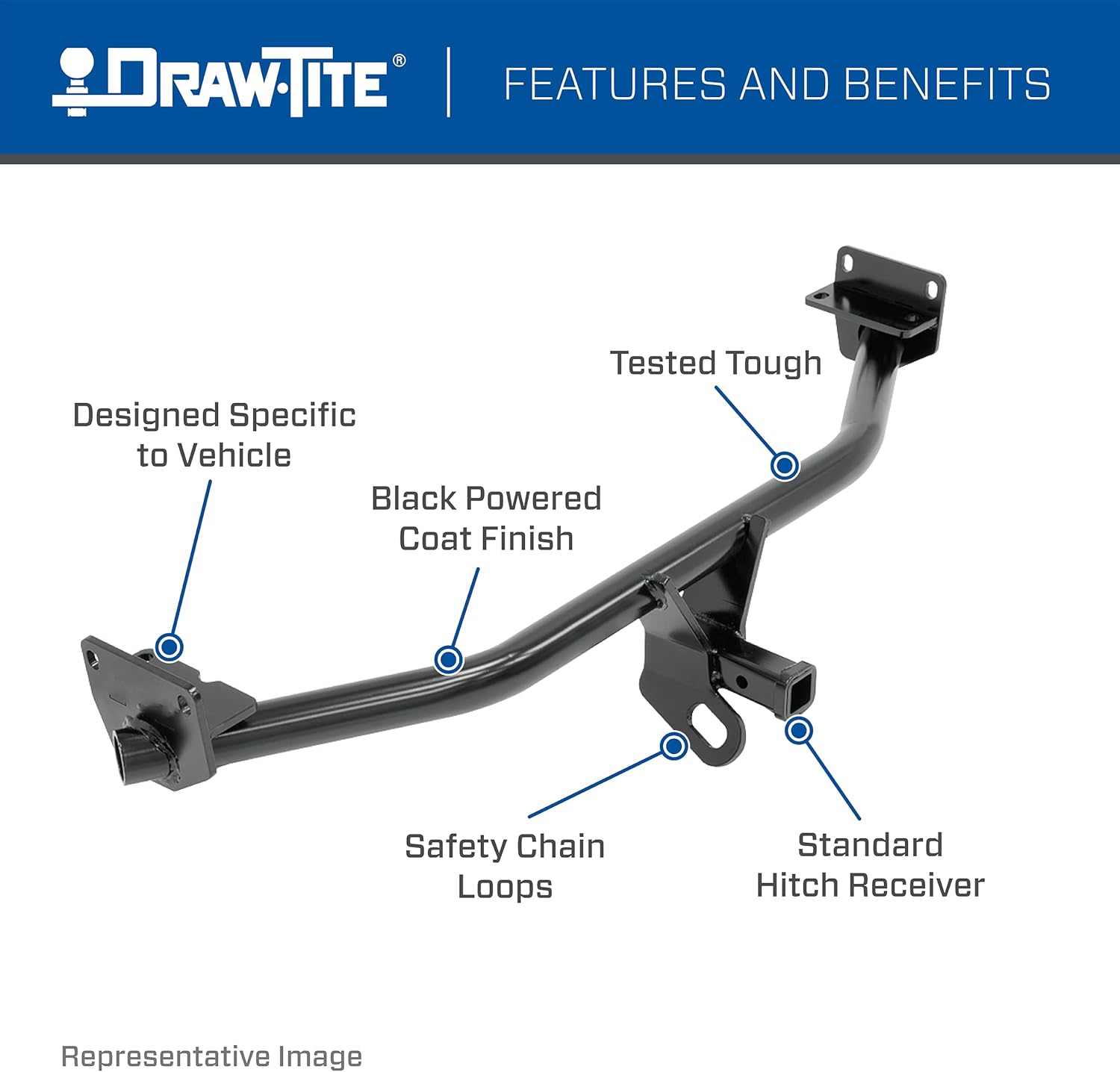 Draw-Tite 36407 Class II Frame Hitch with 1-1/4" Square Receiver Tube Opening , Black