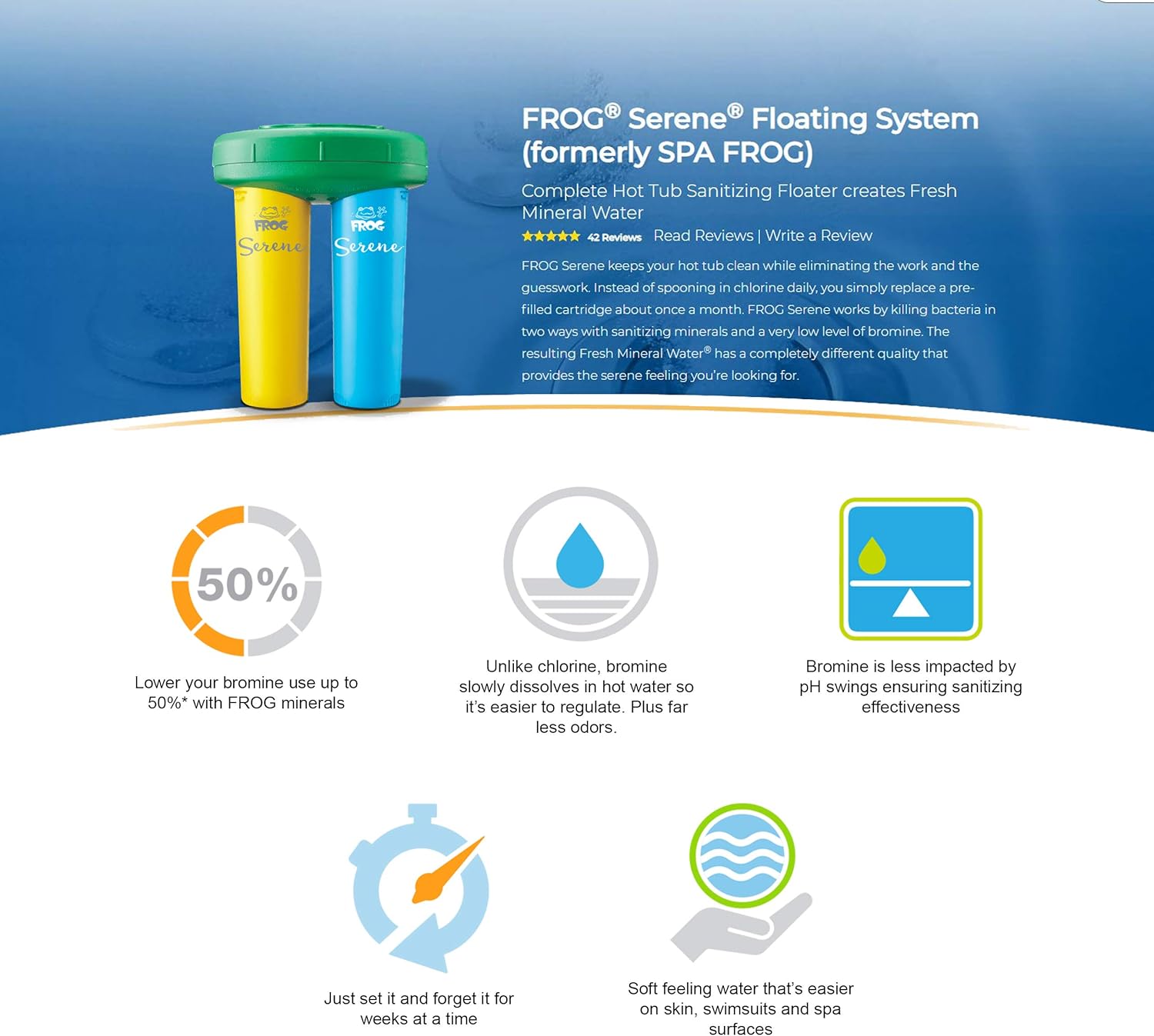 Spa Frog Serene Cartridge for Hot Tub 2 Mineral Cartridge for Floating Sanitizing System and Hot Tub Water Balance Guide
