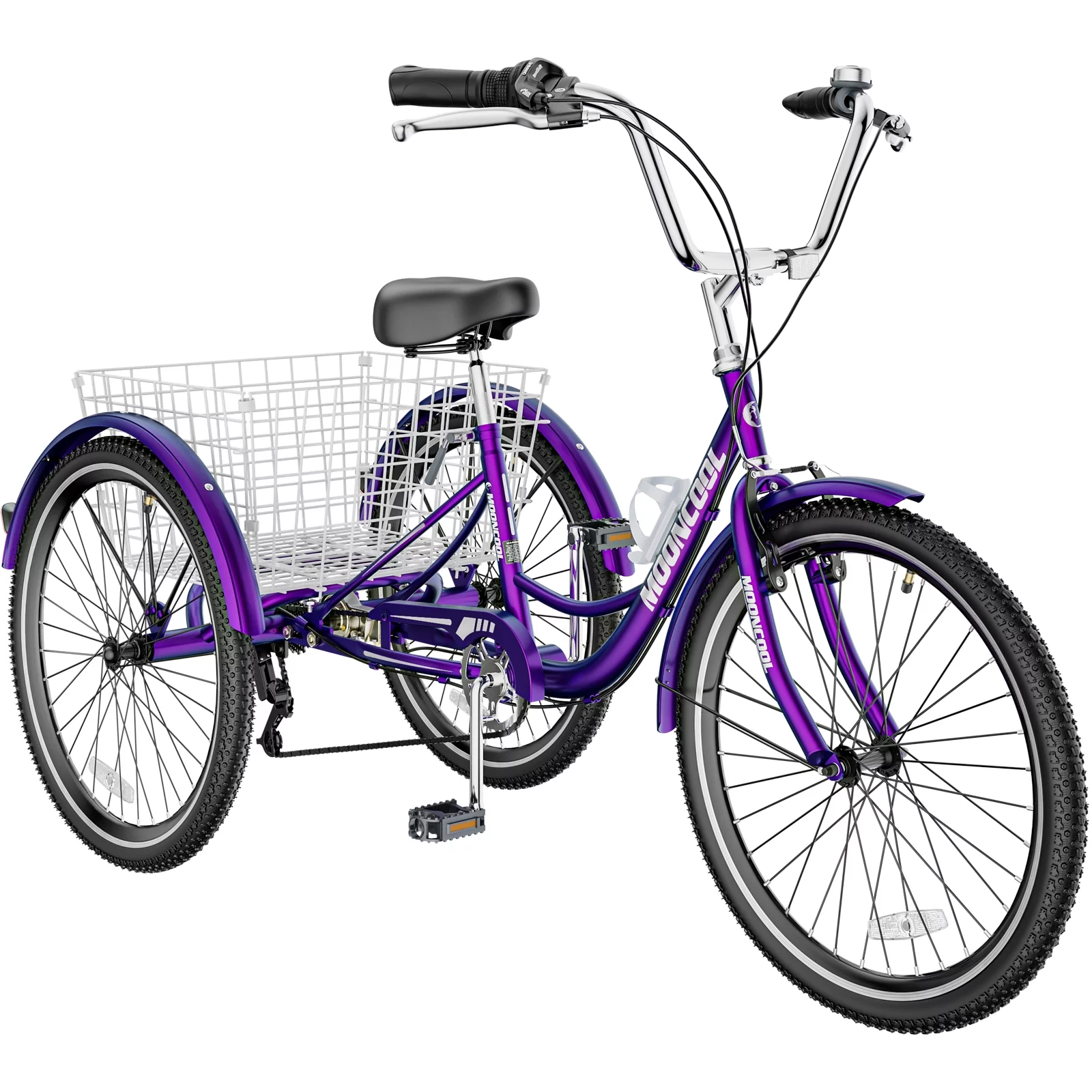 LILYPELLE 24 Adult Tricycle 7 Speed, Three Wheel Bikes for Adults 400lbs,Low-Step Through Trike Cruiser for Exercise Shopping Outdoor Activities,Cyan