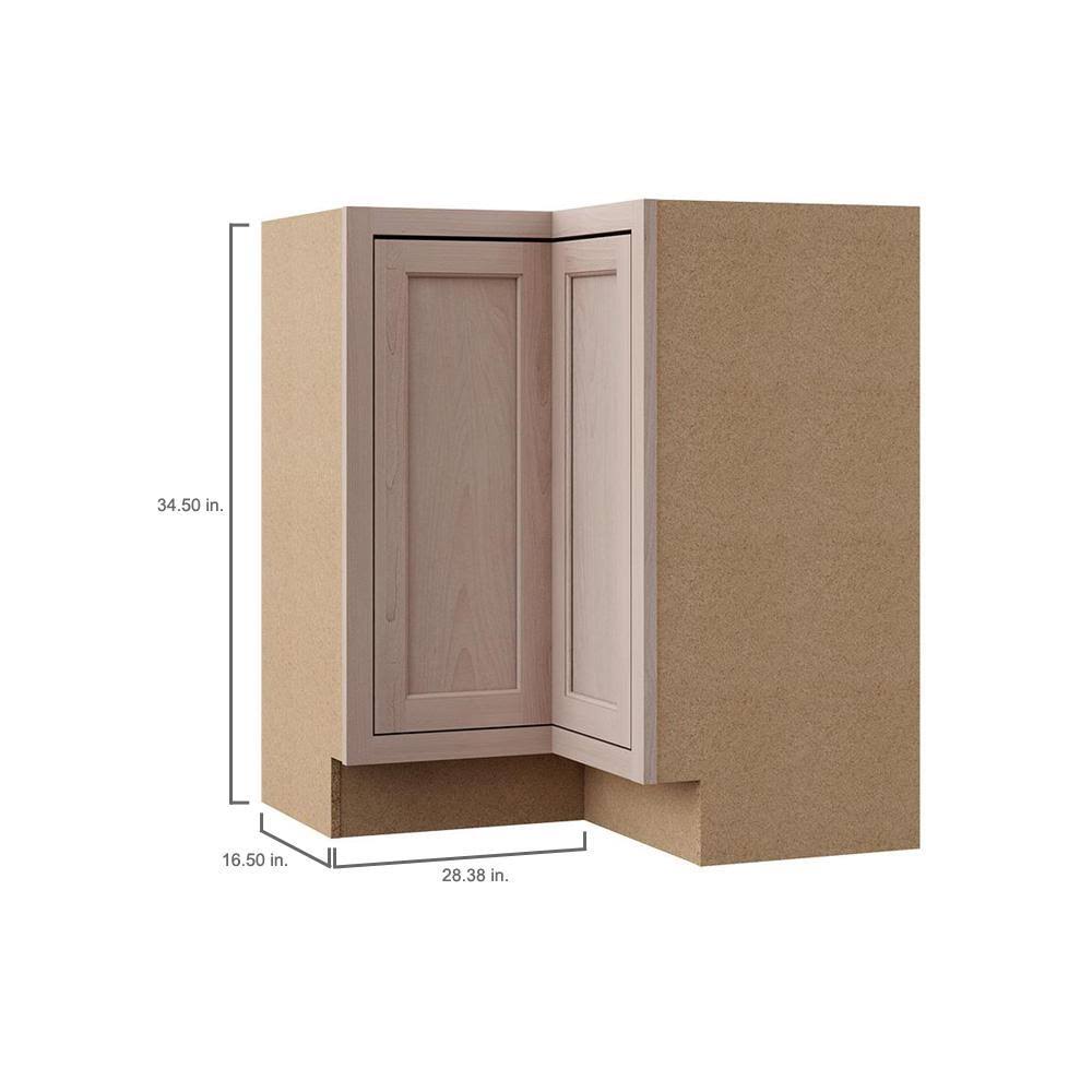 Hampton Bay Hampton Assembled 28.5x34.5x16.5 in. Lazy Susan Corner Base Kitchen Cabinet in Unfinished Beech