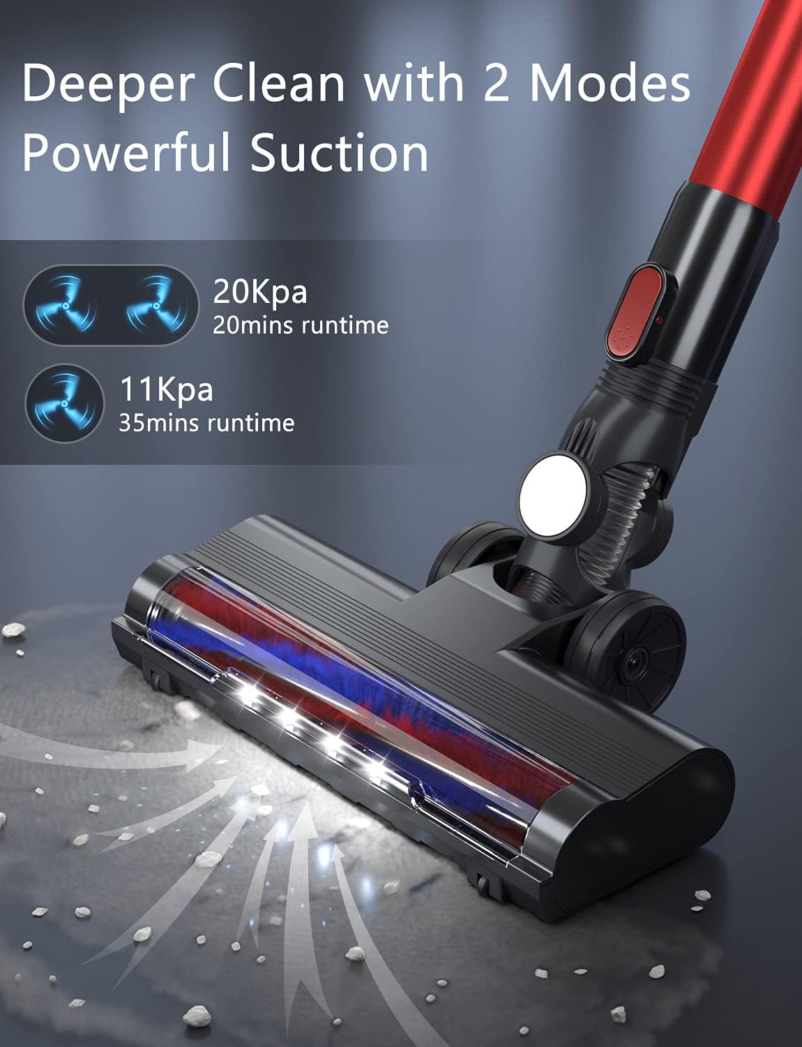 Cordless Vacuum Cleaner, 180W Powerful Suction Stick Vacuum with 35min Long Runtime Detachable Battery, 4 in 1 Lightweight Quiet Vacuum Cleaner Perfect for Hardwood Floor Pet Hair