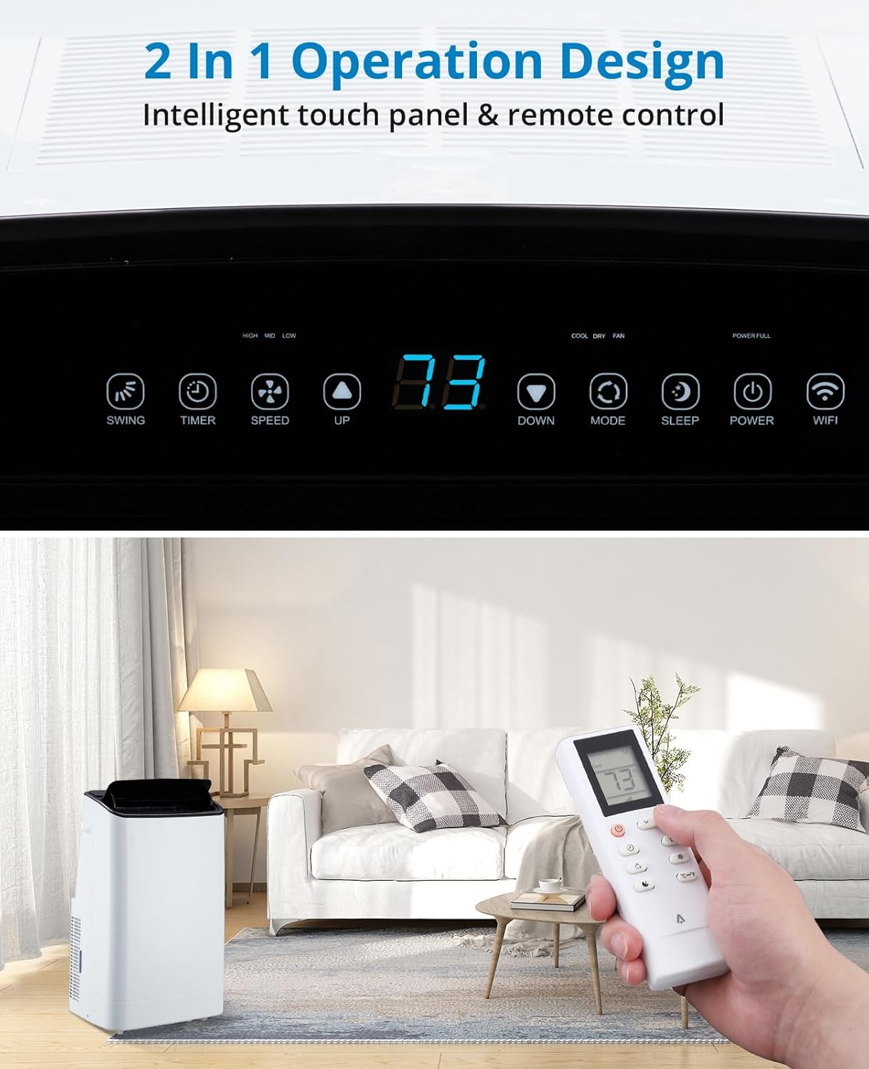 Acekool Portable Air Conditioner 14000 BTU, portable ac unit with Remote Control, Energy-Efficient Cooling for 750 Sq.ft Space, 3In1 Cool, Fan, Dehumidify Modes, windowless ac for bedroom room indoor