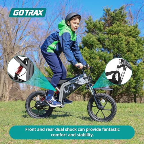 Gotrax Astra Electric Dirt Bike, 16" Pneumatic Tires, Max 16 Mile and 15.5Mph Speed Power by 300W Brushless Motor, Dual Suspension & Disc Brake, Electric Dirt Motorcycle for 8+ Years Old, Black