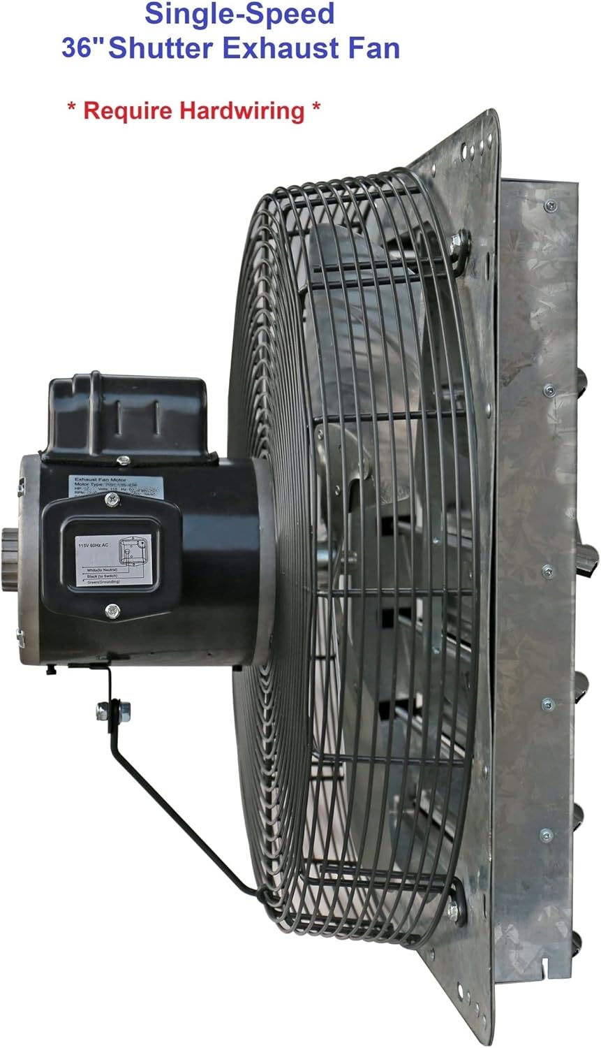 iLiving 30" & 36" Wall Mounted Shutter Exhaust Fans - Thermostat Control & Single Speed - Ventilation For Home Attic, Shed, Garage - 5088 & 6128 CFM