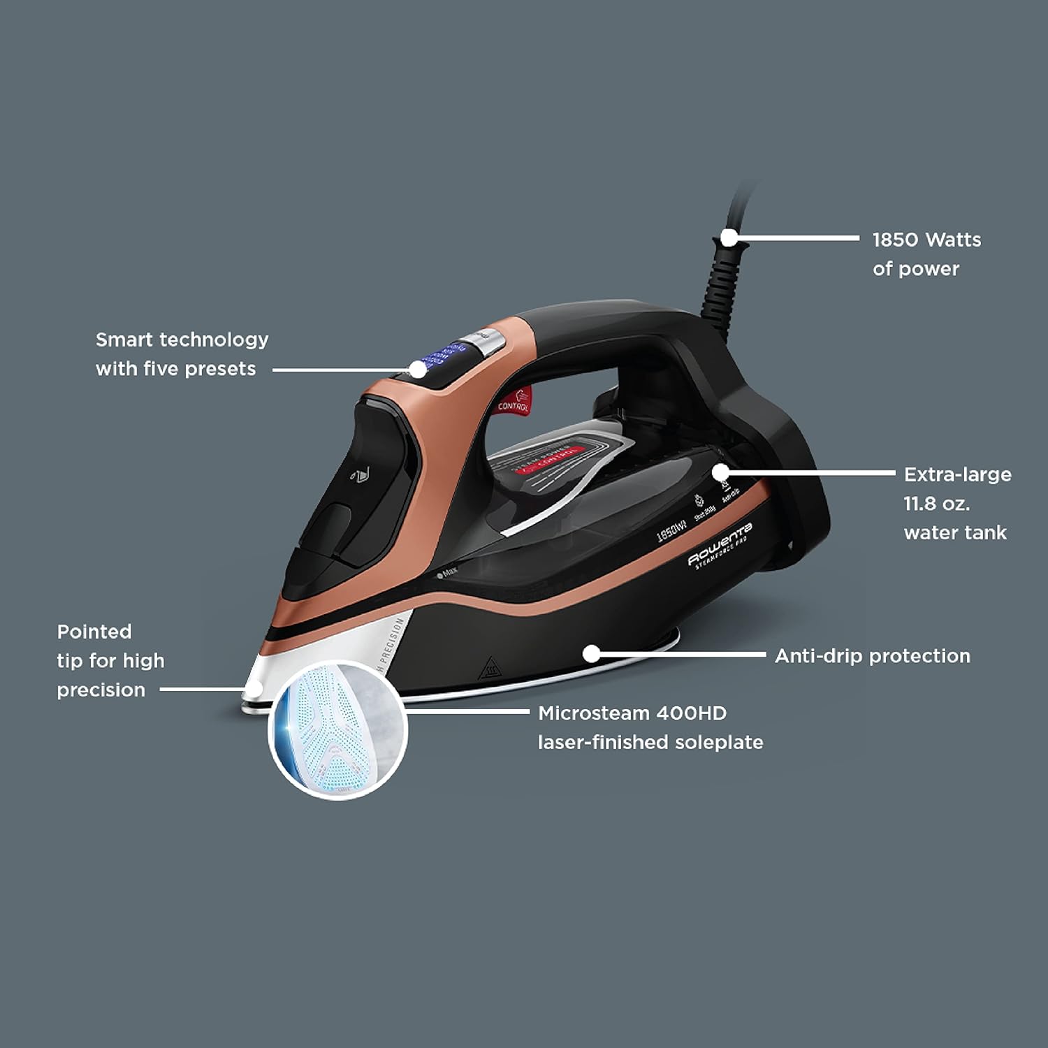 Rowenta Steam Force Pro Stainless Steel Soleplate Steam Iron (DW9540) and Rowenta Pro Master Stainless Steel Soleplate Steam Iron (DW8360)