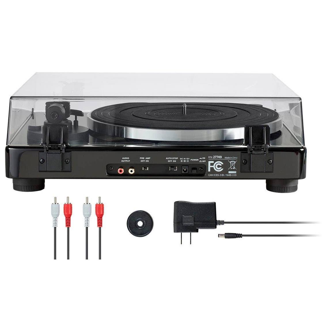 Monolith Turntable Black Compatible with Audio-Technica At100e Cartridge, Premium Construction, Phono Pre Amp