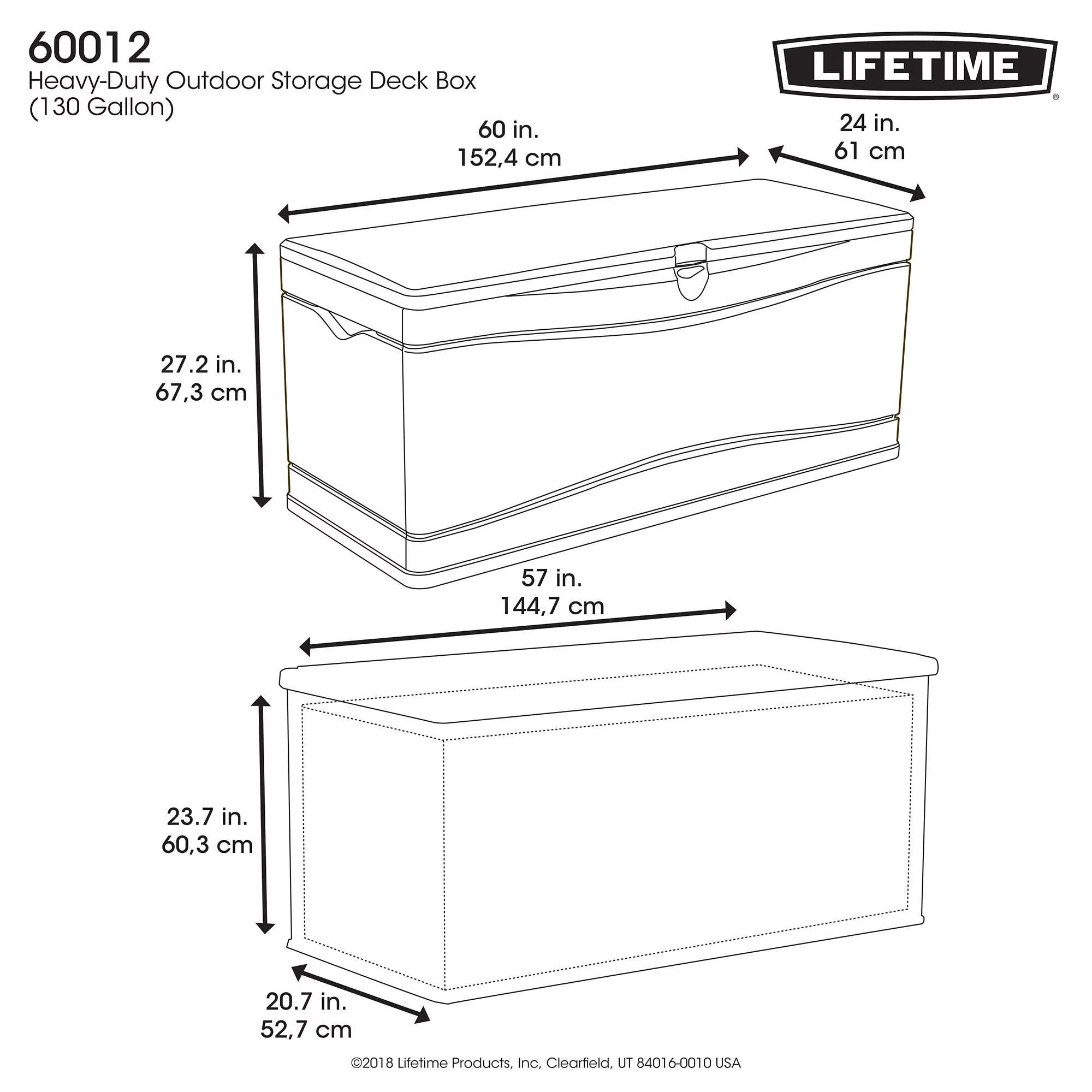 Lifetime Heavy-Duty 130 Gallon Plastic Deck Box, Desert Sand (60012)