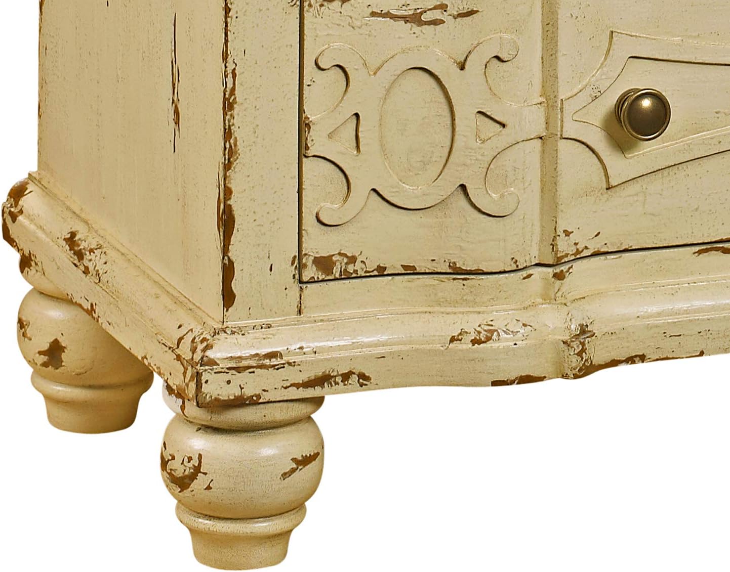 Right2Home Ornate Overlay Drawer Chest Storage Cabinet, Cream