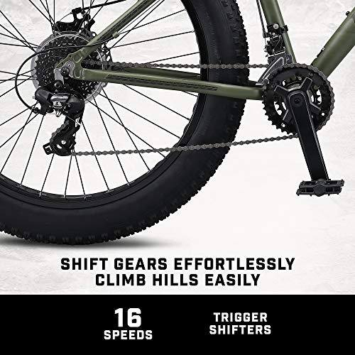 Mongoose Argus Trail or ST Fat Tire Mountain Bike, 20, 24 or 26 Inch Bike for Kids and Adults, 7 or 16 Speed, Aluminum or Steel Frame, Knobby Mountain Fat Tires, Mechanical Disc Brakes