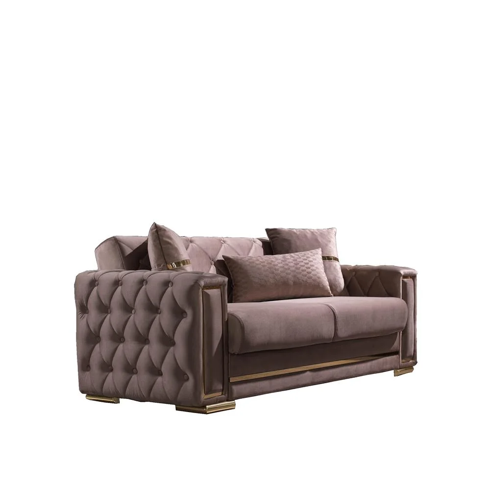 Furnia Bolivya Convertible Sleeper Loveseat, Vizon
