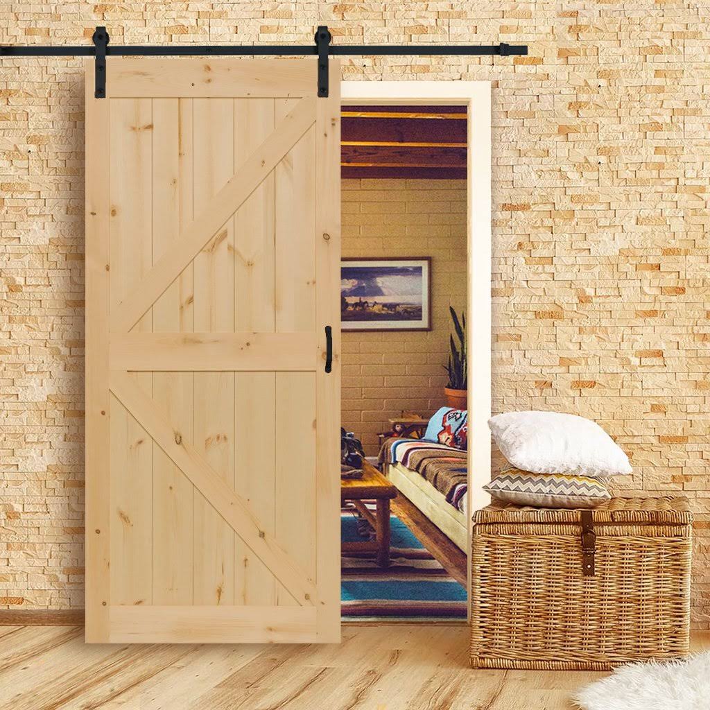 Kimberly Bay 24 in. x 84 in. Solid Pine Unfinished Wood K-Rail Barn Door Slab