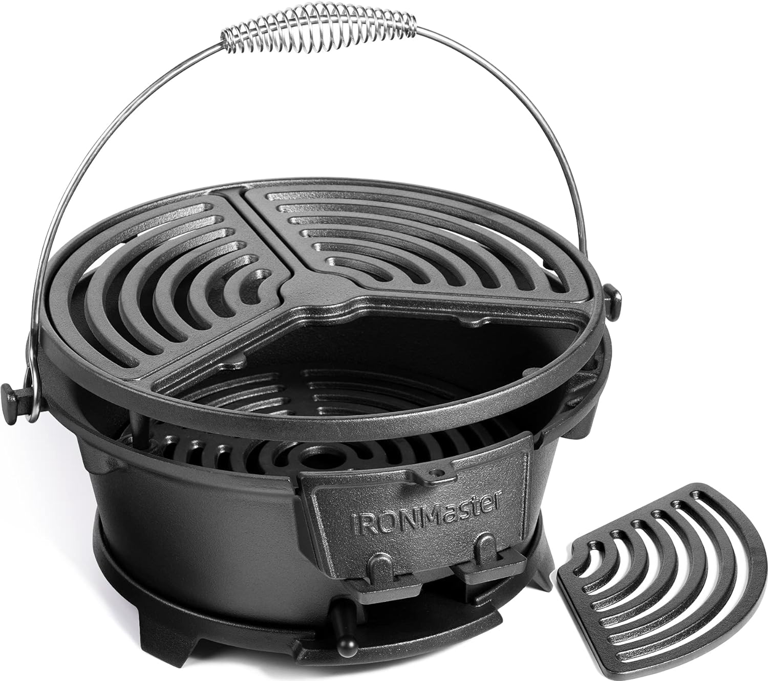 IronMaster R36 Pre-Seasoned Cast Iron Hibachi Grill, Portable Charcoal Grill for Outdoor Camping, BBQ Cooking Surface 13"