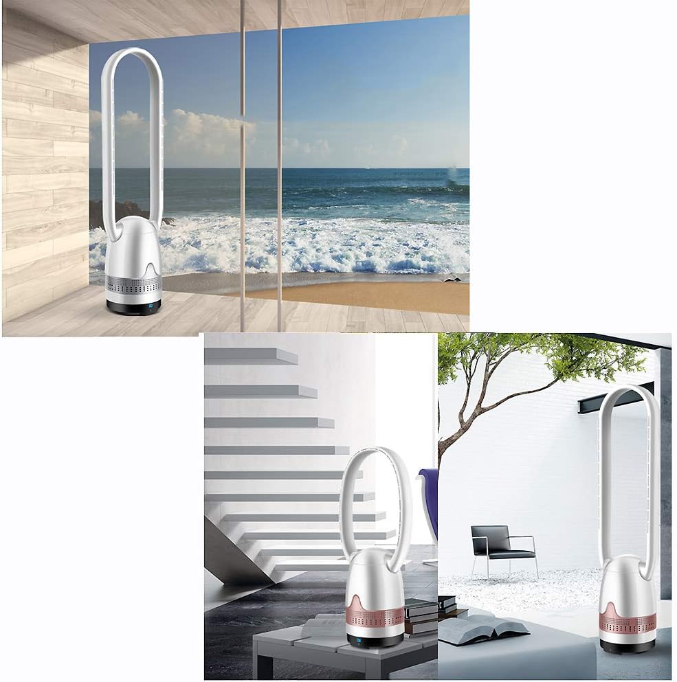 8 Speeds Timing Desktop Tower Fan,Quiet Home Mute Fan,Remote Control Safety Bladeless Fan,Negative Ions Air Cleaner Air Cooler A 32inch