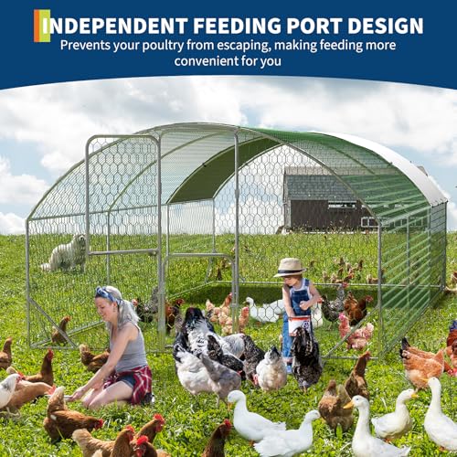 Large Metal Chicken Coop Run, Chicken Run for Yard with Cover, Large Chicken Run, Walk-in Poultry Cage,Chicken Coop for Chickens, 20 Hens, Ducks, Rabbits-9.8'W x 6.5'D x 6.5'H