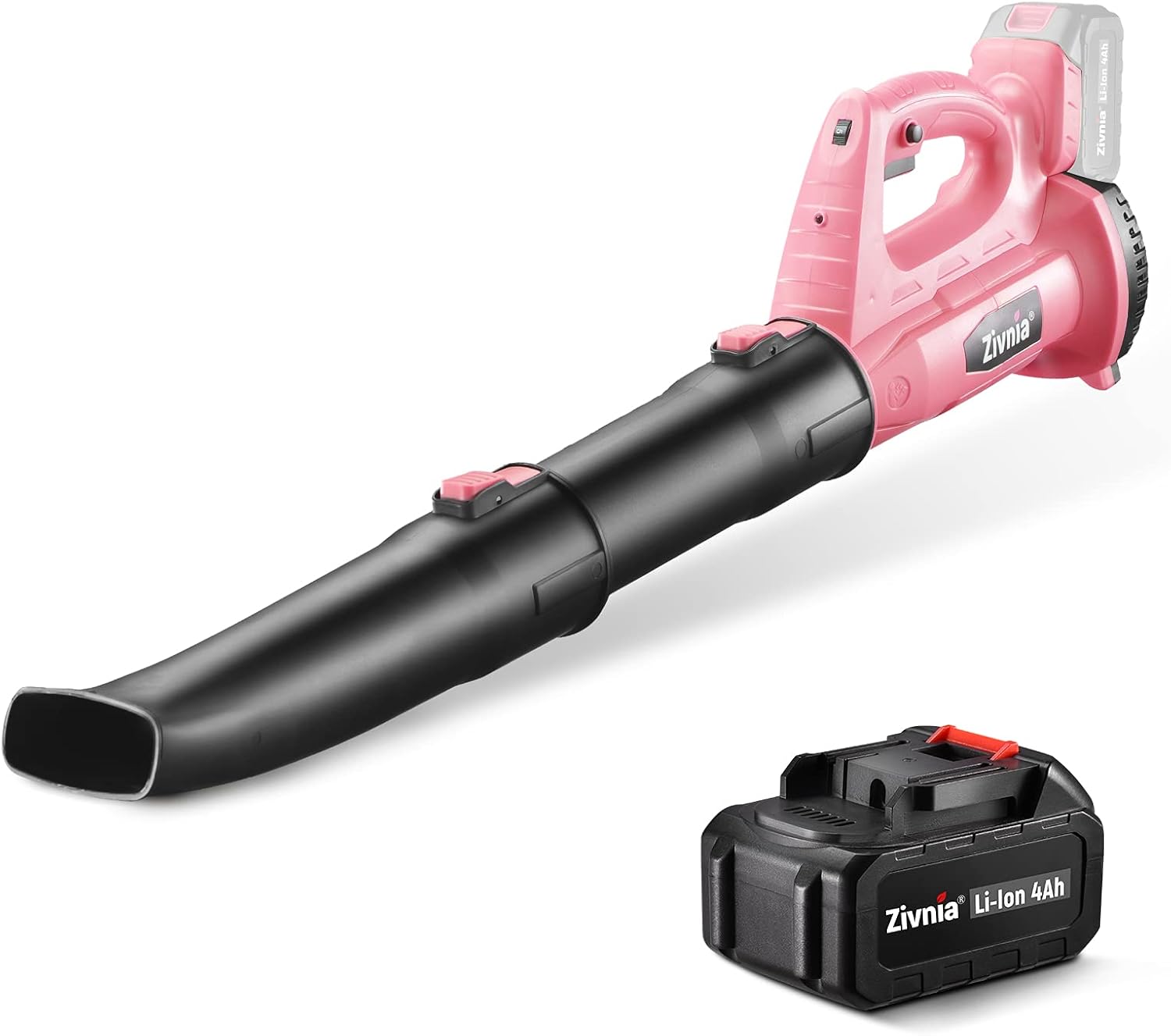Cordless Leaf Blower - ZIVNIA 350 CFM 150 MPH Battery Leaf Blower with 4.0Ah Battery & Charger, 2 Section Nozzles, 6-Speed Dial, Lightweight Electric Leaf Blower for Lawn Care Snow Debris Yard Work