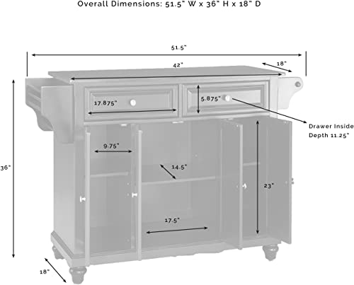 Full Size Kitchen Island with Solid Black Granite Top