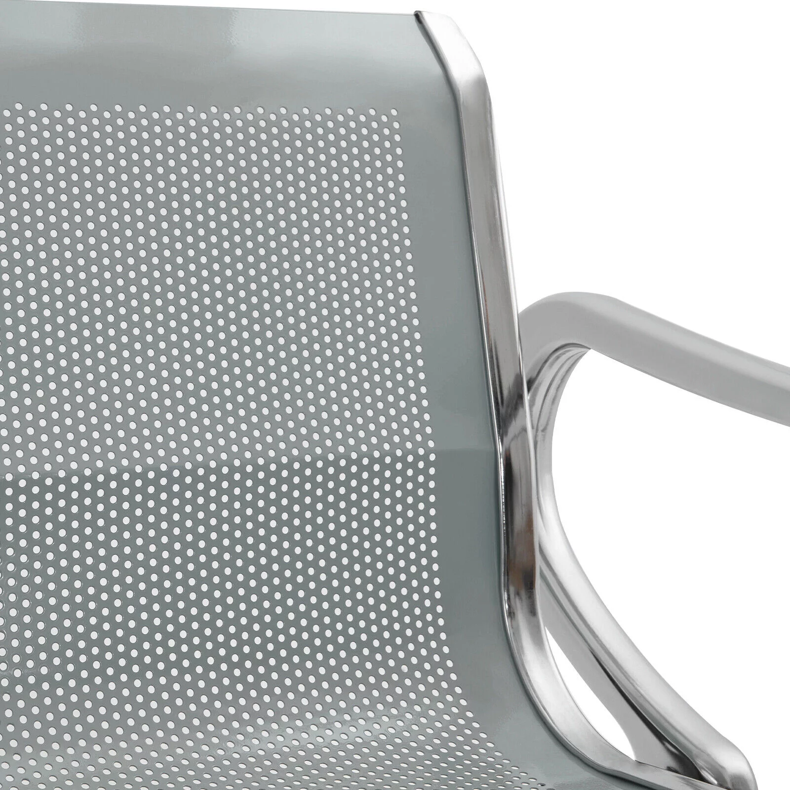 Miumaeov Office Reception Chair 3-Seat Guest Reception Chairs Waiting Room Chairs Steel Reception Bench with Arms for Airports Hospitals Barber Stores Silver