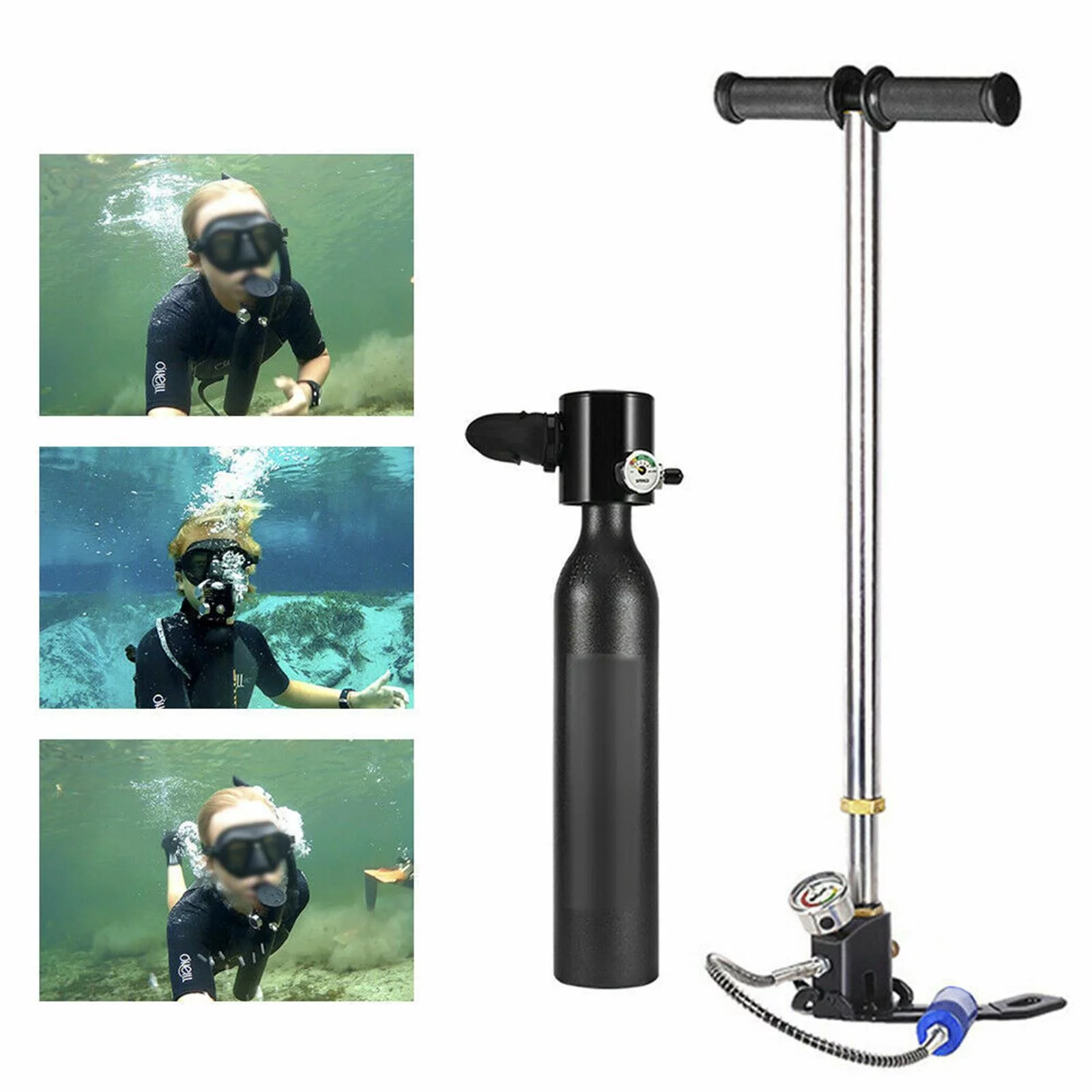 Wuzstar Submersible System Kit Mini Scuba Cylinder Diving Equipment 0.5L Oxygen Cylinder Tank+Pump Snorkeling Breath