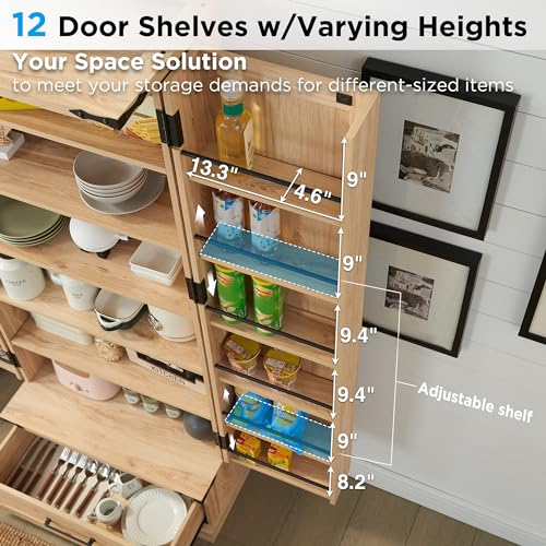 72" Farmhouse Kitchen Pantry Cabinet with Drawer, Tall Storage Cabinet with 2 Barn Doors and Shelves, Versatile Large Rustic Cupboard for Dining Room, Bathroom, Living Room, Laudry, White