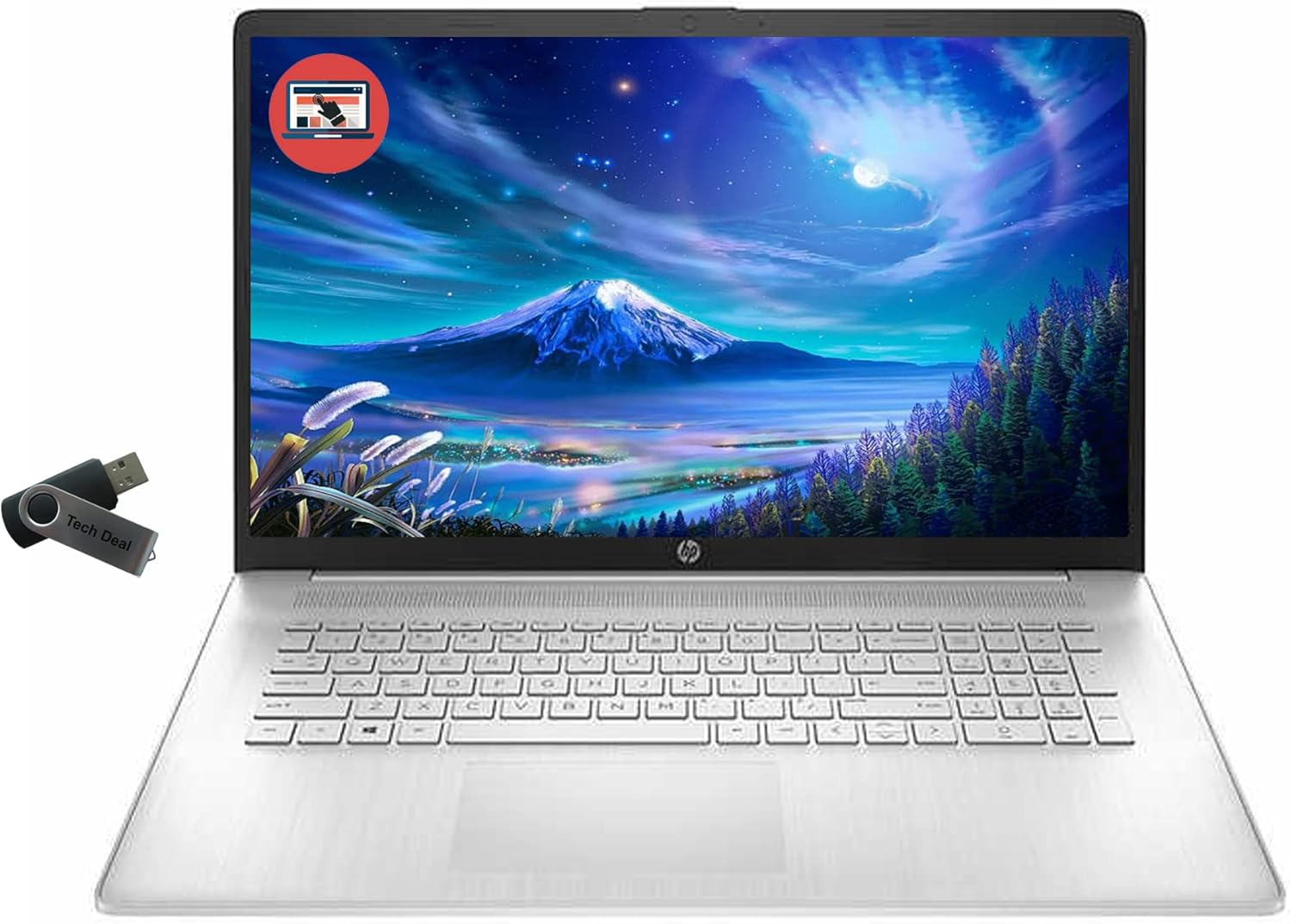 HP 17 Business Laptop Computer, 17.3" HD Touchscreen, AMD Ryzen 5 5500U up to 4.0GHz (Beat i5-10500H), Windows 10 Pro, 12GB RAM, 512GB SSD, WiFi, Bluetooth 5.0, Webcam, Tech Deal USB