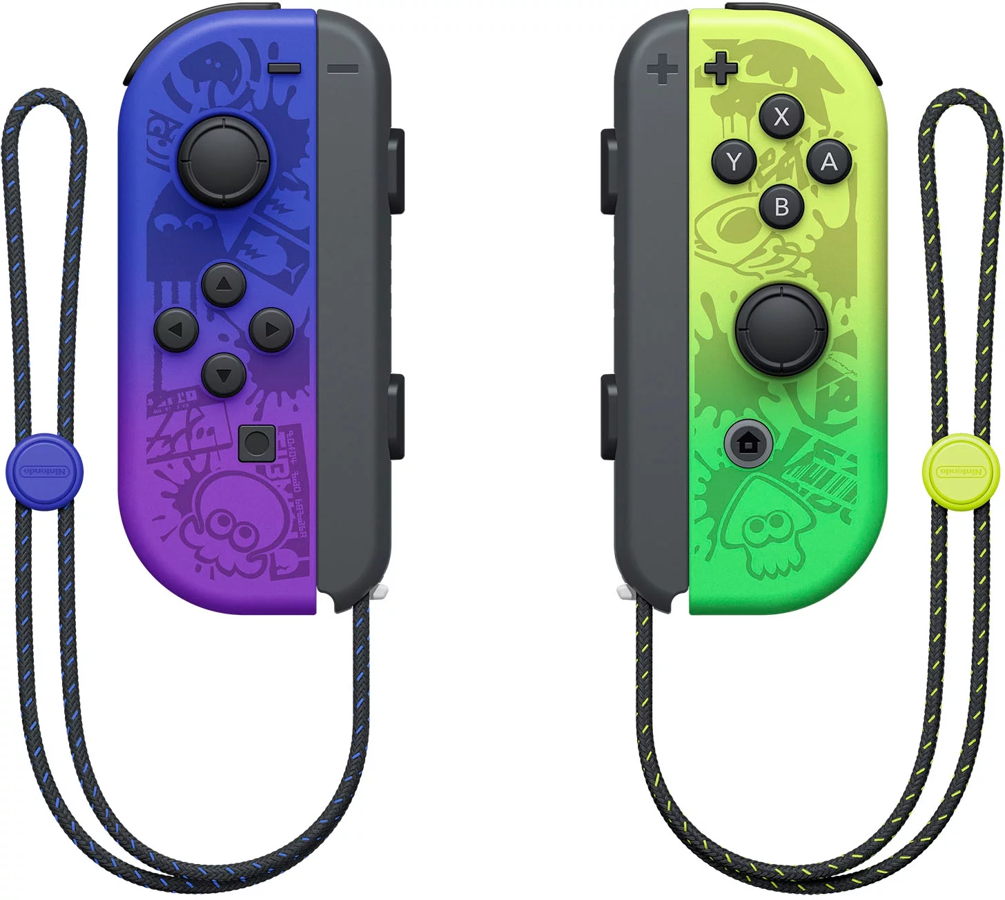 2022 Nintendo Switch OLED Splatoon 3 Limited Edition with Splatoon 3 Game, Blue & Yellow Gradient Joy-Con 64GB Console, LAN-Port Graffiti-themed Dock, Mytrix Bamboo Wireless Pro Controller & Accessory