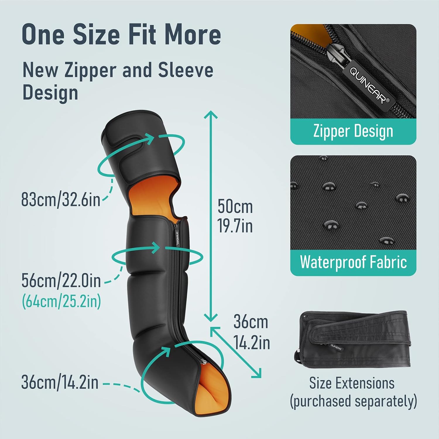 QUINEAR Leg Massager, 3-in-1 Foot Calf & Thigh Massager with Heat and Compression - 3 Modes 3 Intensities Compression Therapy, 3 Heating Therapy for Leg Circulation, Wollen Legs, Edema, RLS