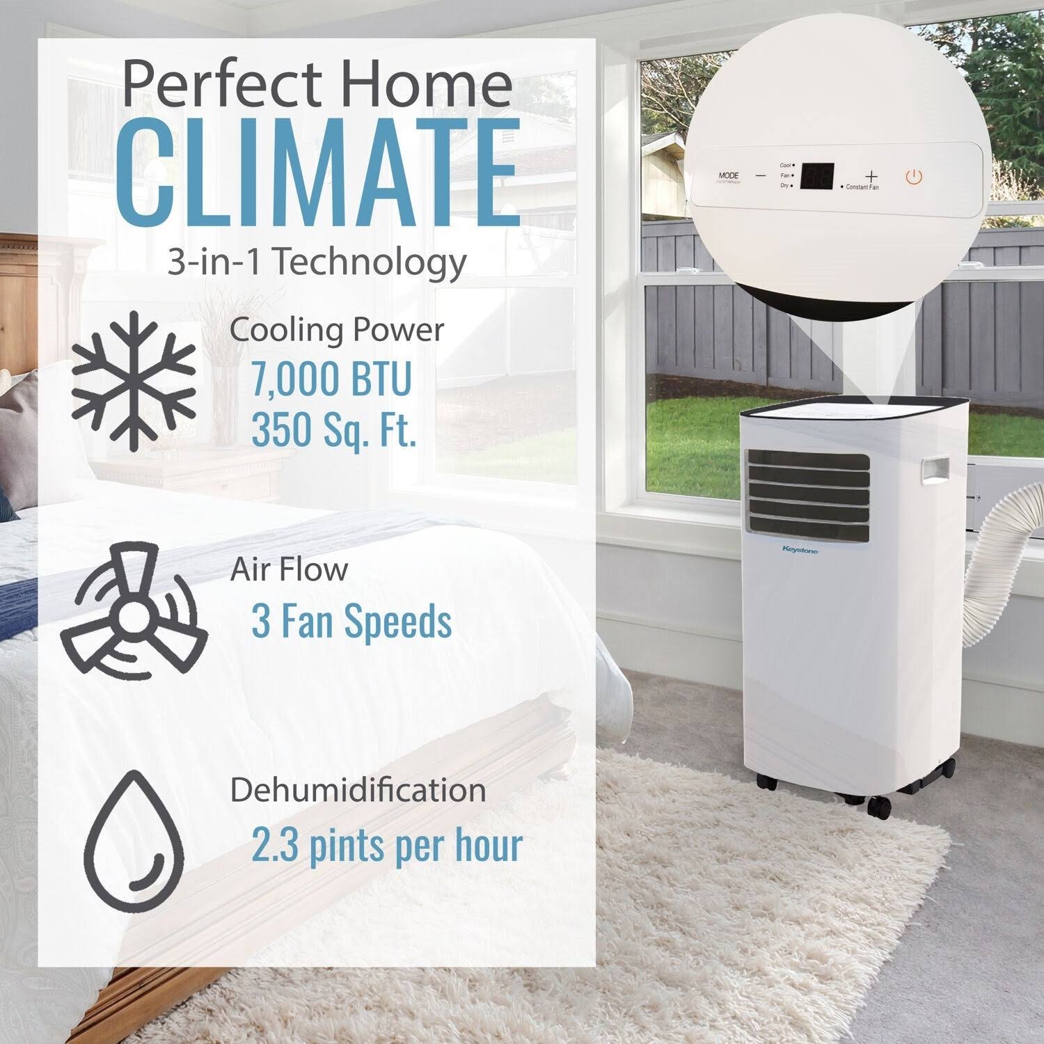 Keystone KSTAP07PHA 7000 BTU Portable Air Conditioner