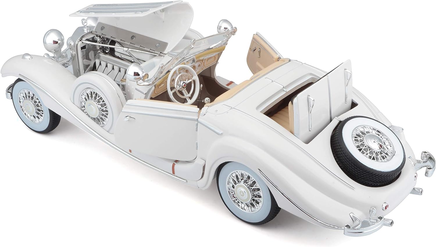 Maisto 1:18 Scale 1936 M-B 500 K Type Specialroadster Diecast Vehicle , White