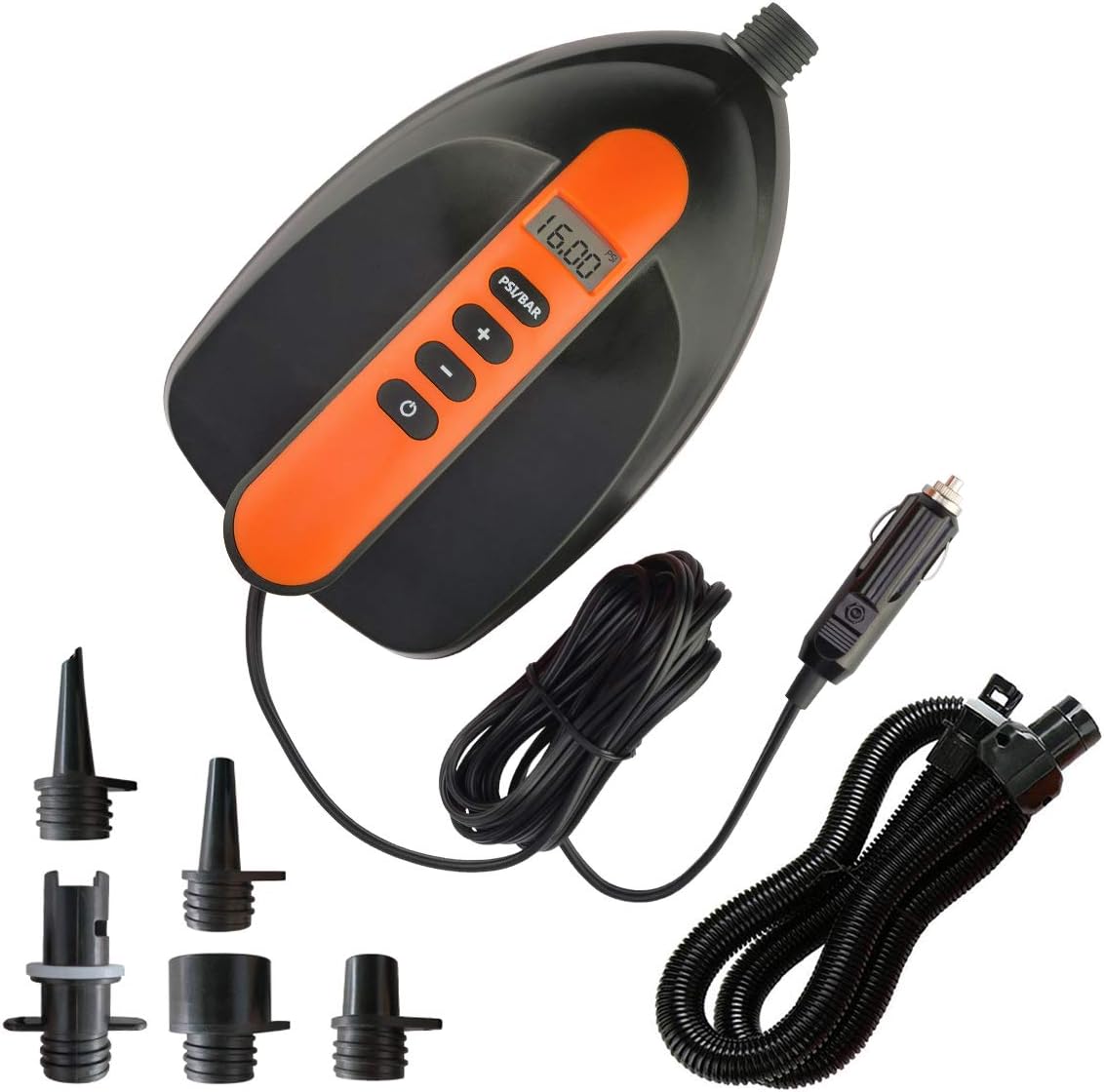 Electric Paddle Board Pump, 16 PSI Digital SUP inflator Pump with Auto-Off Feature for Inflatable Pool, Boats, Rafts, Pool Toys, Kayak, 12V DC Car Connection Pack of 2
