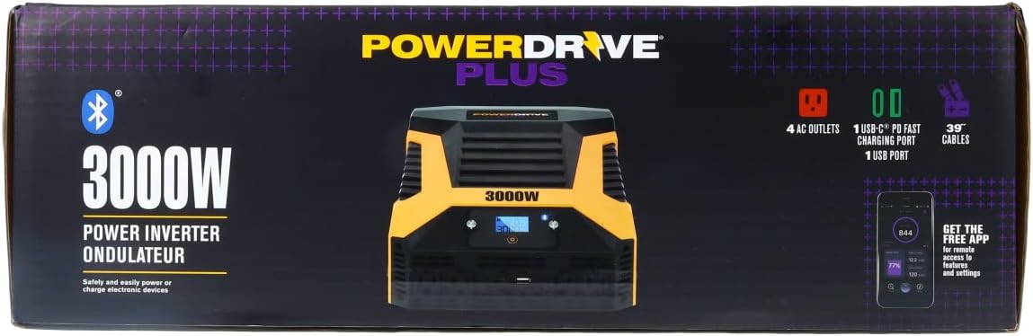 PowerDrive PWD3000P 3000 Watt Power Inverter with Bluetooth Technology