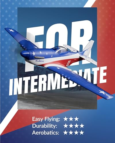 VOLANTEXRC RC Plane, 4 Channel Remote Control Airplane Fighter RTF with 6-Axis Gyro, 3 Modes & Aerobatics Easy to Fly, 2.4GHz Radio Controlled Aircraft for Beginners, Boys & Adults, P51D Mustang, Red