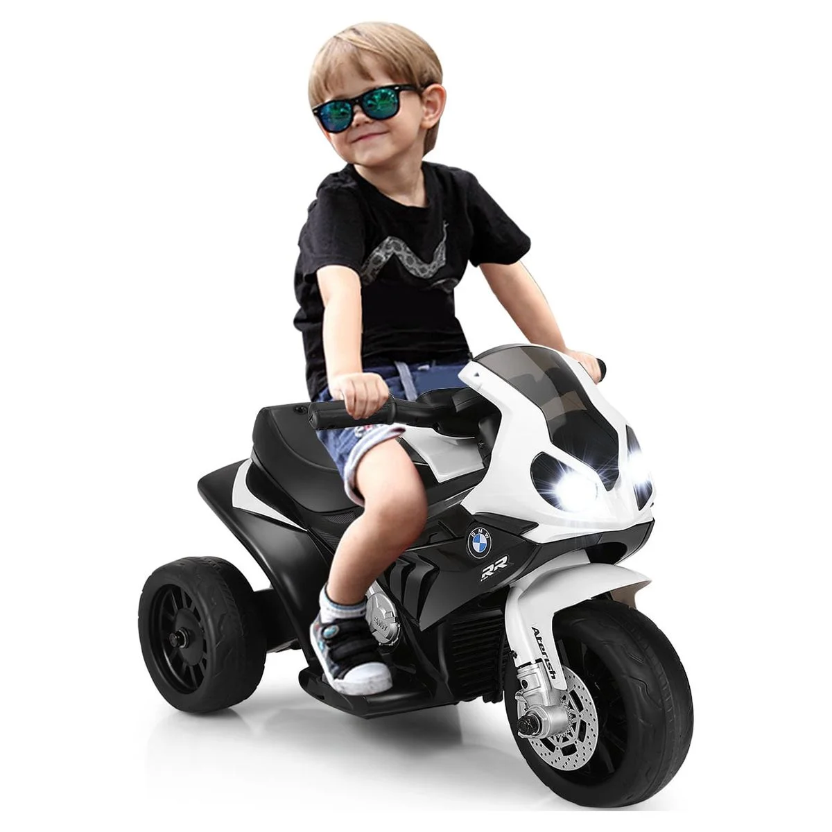 Costway Kids Ride On Motorcycle BMW Licensed 6V Electric 3 Wheels Bicycle with Music & Light (Suitable for 18-36 Months Age)