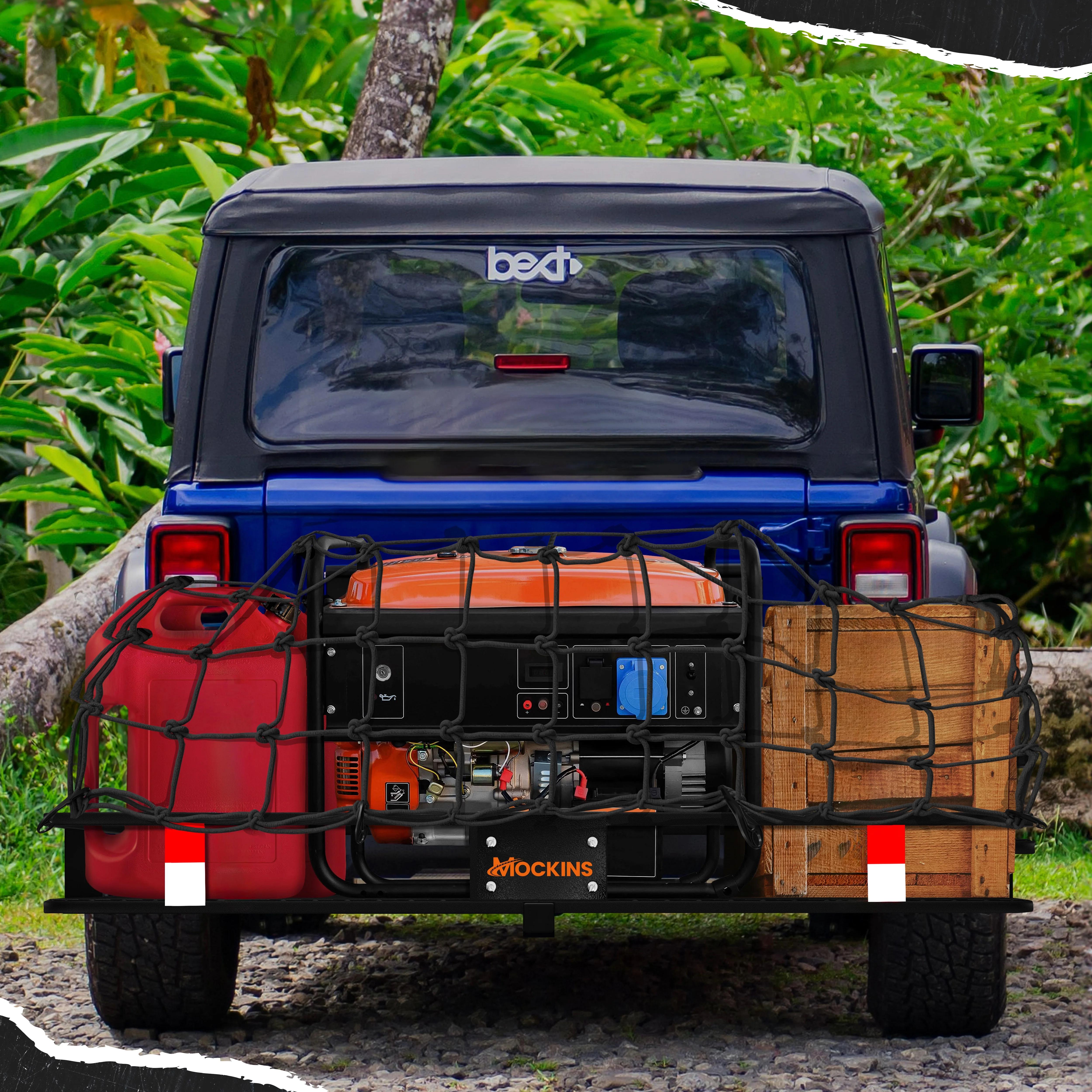 Mockins 60"x20"x6" Cargo Carrier Hitch Mount | 500lbs Cap. 2" Receiver Hitch Carrier with 16 CF Waterproof Bag