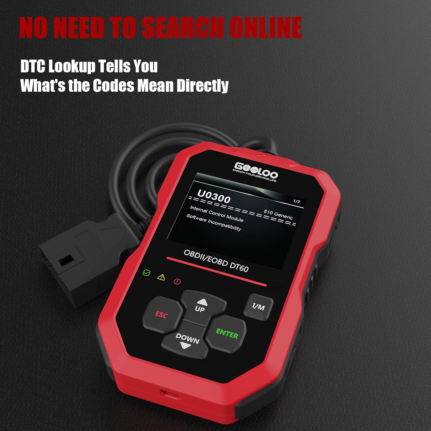 GOOLOO OBD2 Scanner Code Reader for Check Engine Light Car Diagnostic Tool Emission Analyzer , Auto Scan Tool DT60 for All OBDII Vehicles Since 1996 Pack of 2