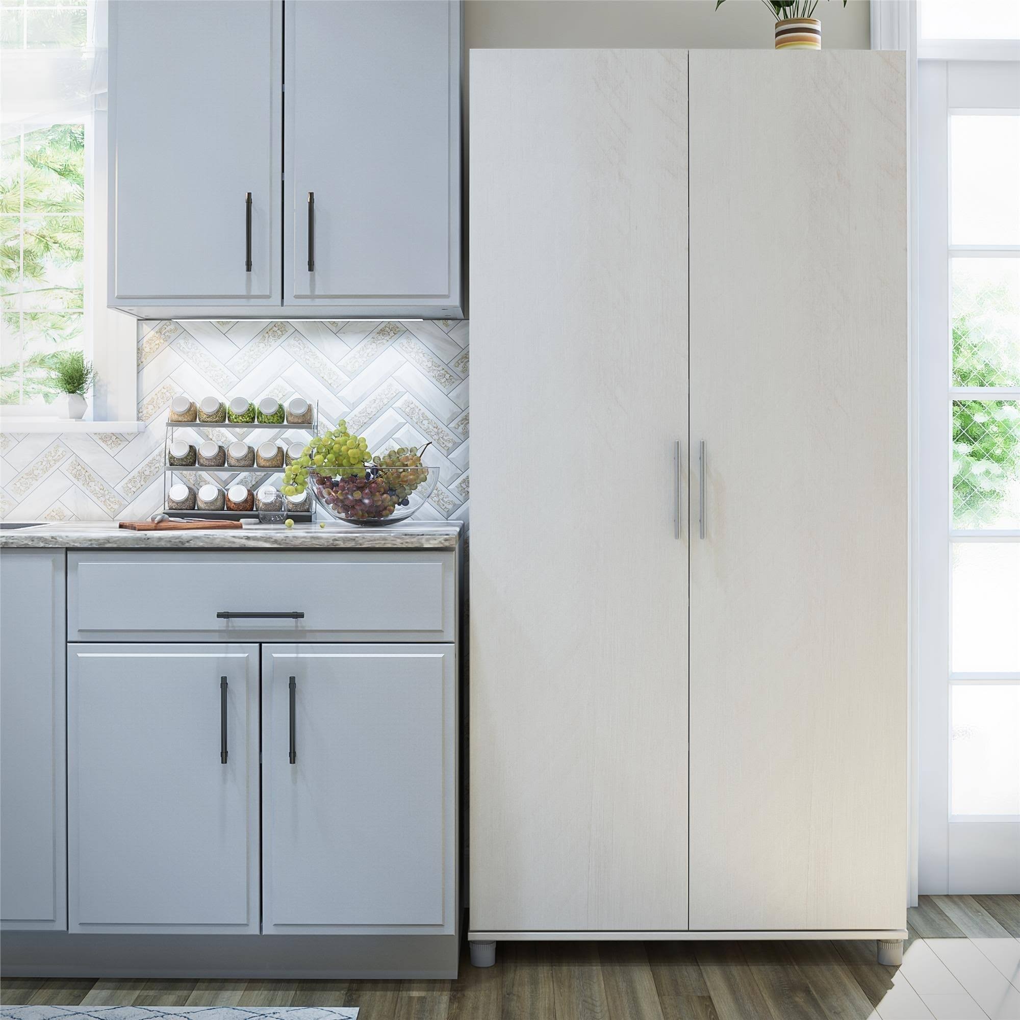 SystemBuild Tamara 36 inch Utility Storage Cabinet - Ivory Oak DO97214
