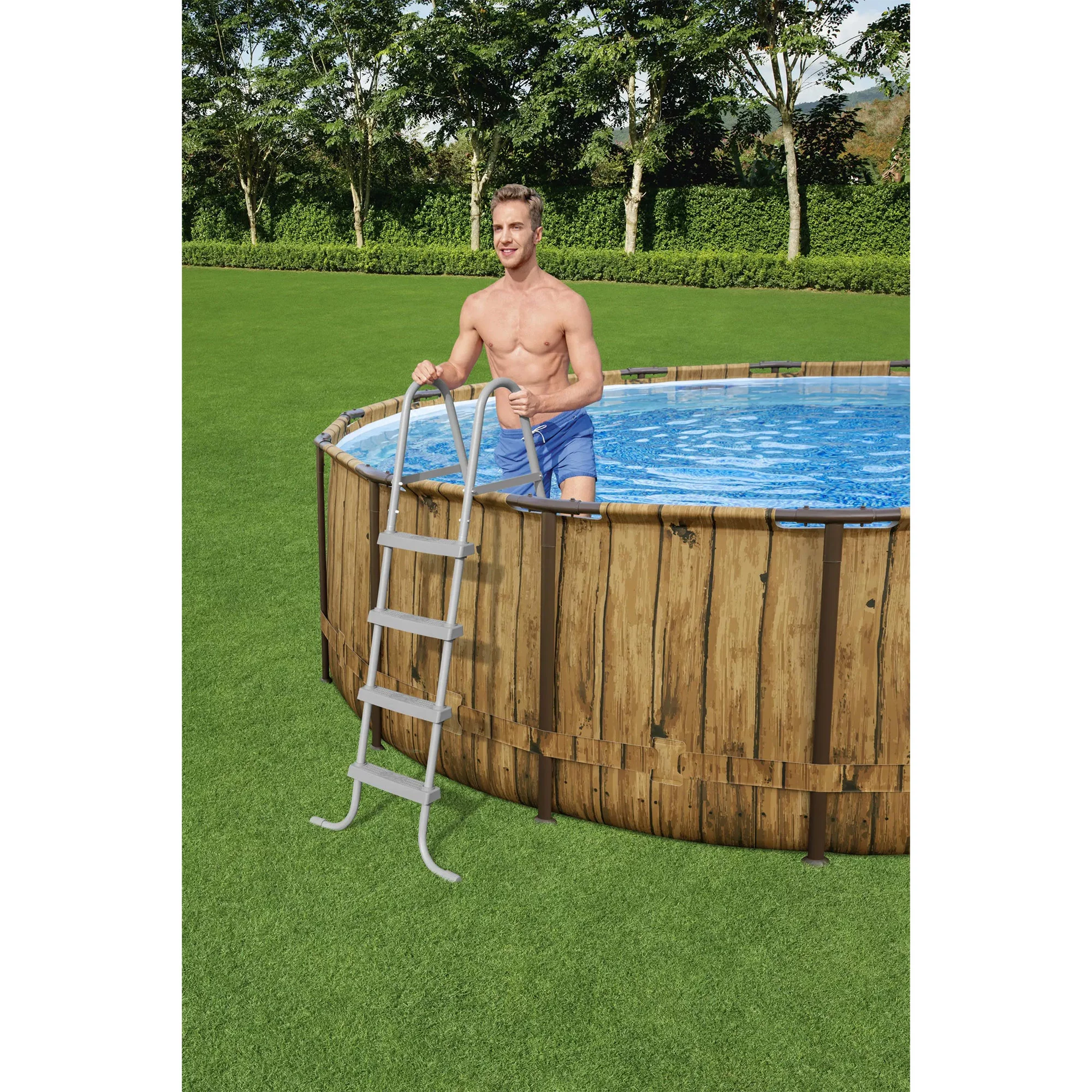 Bestway Power Steel Swim Vista 16ft x4ft Metal Frame Swimming Pool Set & Pump