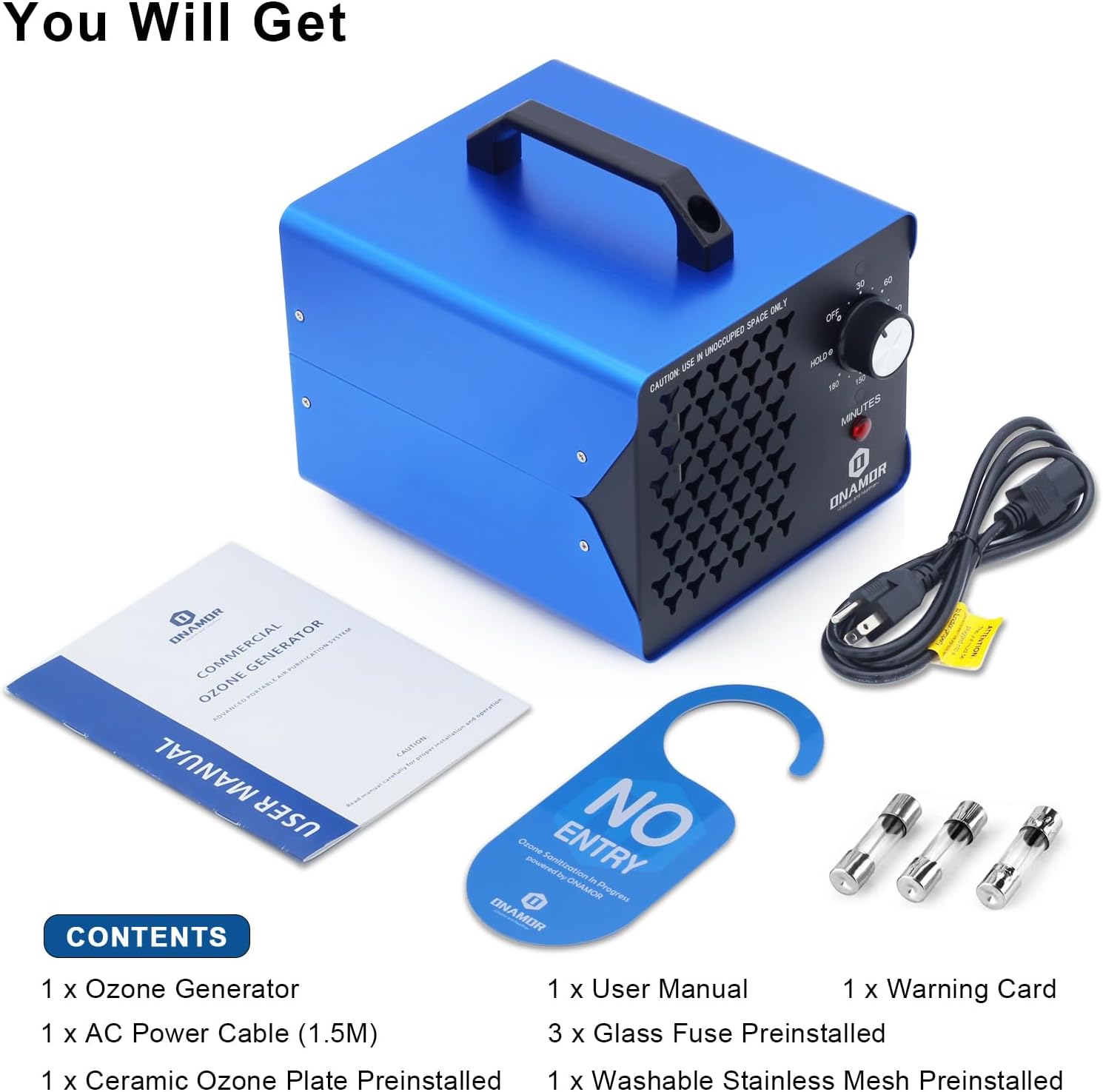 Bundle | Ozone Generator 30000mg/h - 40000mg/h (Black & Blue) - Ozone Machine Ionizer & O3 Deodorizer for Home, Smoke, and Pet Room.