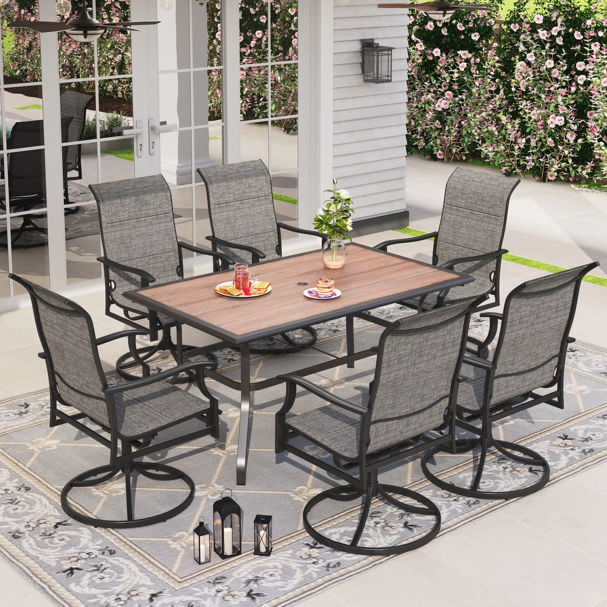 Sophia & William 7 Pieces Outdoor Patio Dining Set High Back Chairs and Table Set