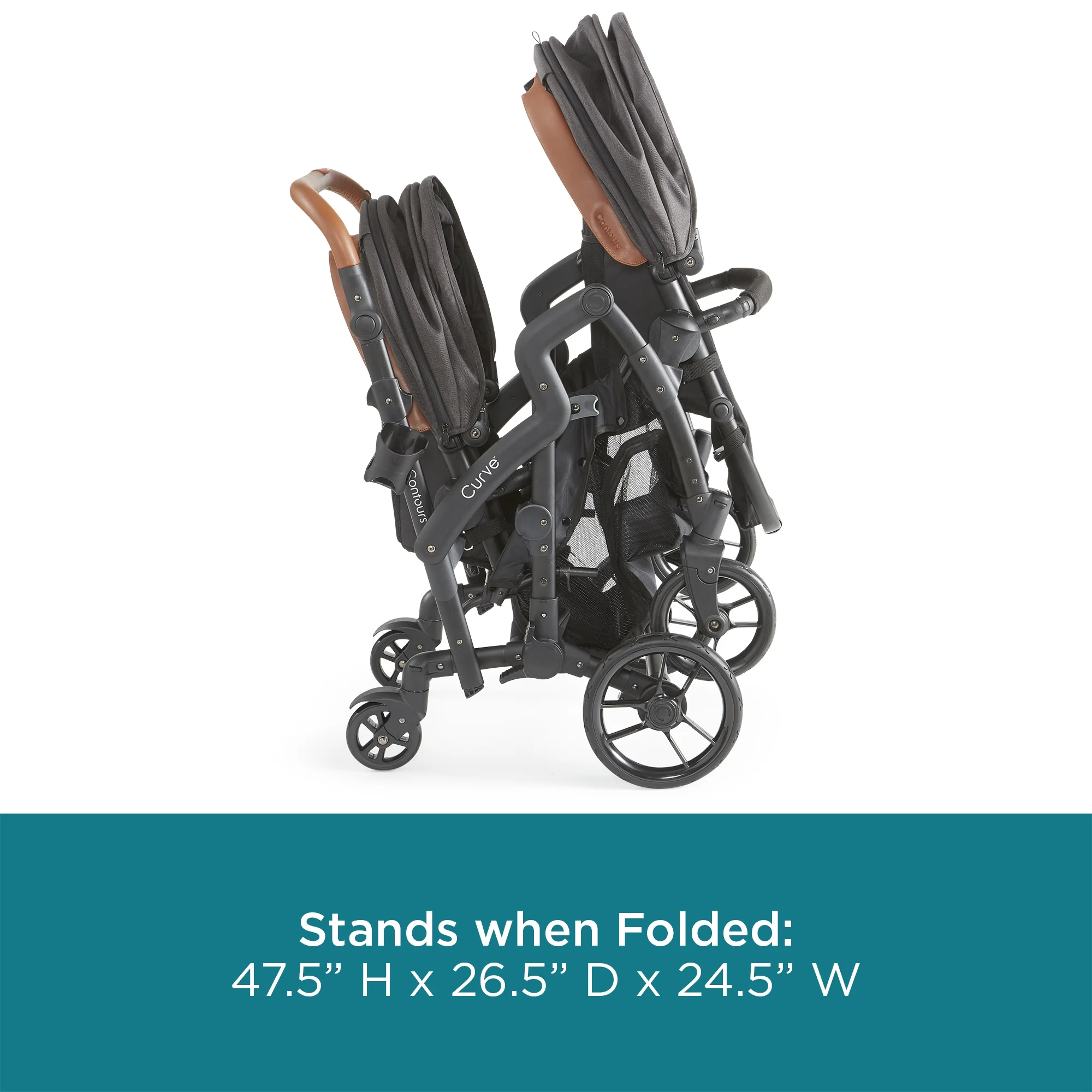 Contours Curve V2 Double Tandem Stroller, Black Herringbone, Unisex