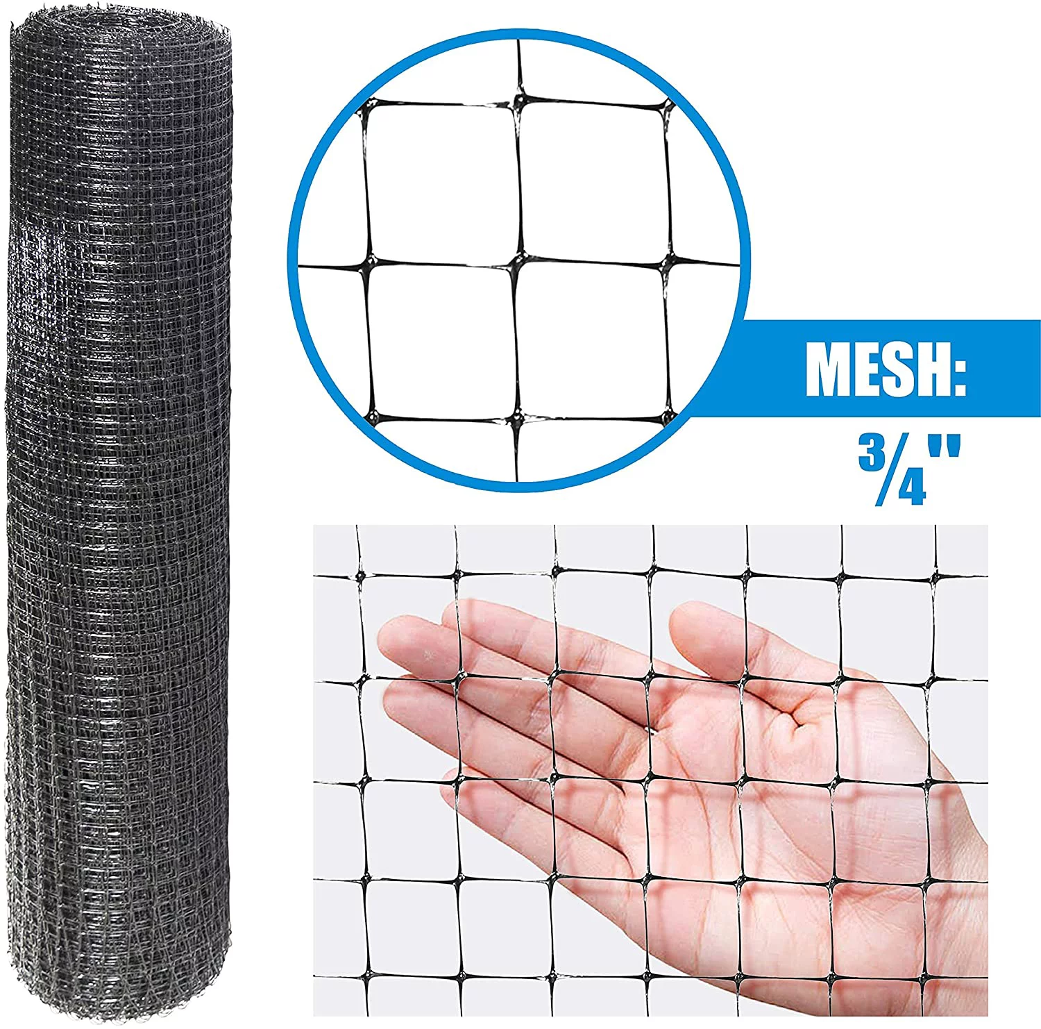 Fencer Wire 7 ft. x 100 ft. Garden & Plant Protective Netting with 3/4" Mesh, Reusable & Doesn't Tangle, Protection Against Bird, Deer and Other Animals, Multiple Choices Available - Curated Treasures Market