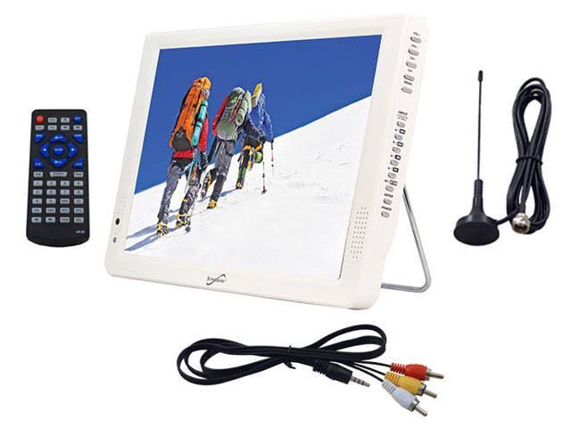 Supersonic SC-2812 12x22 Portable Lightweight LED TV w/Built in Batt,USB/SD Input (White)