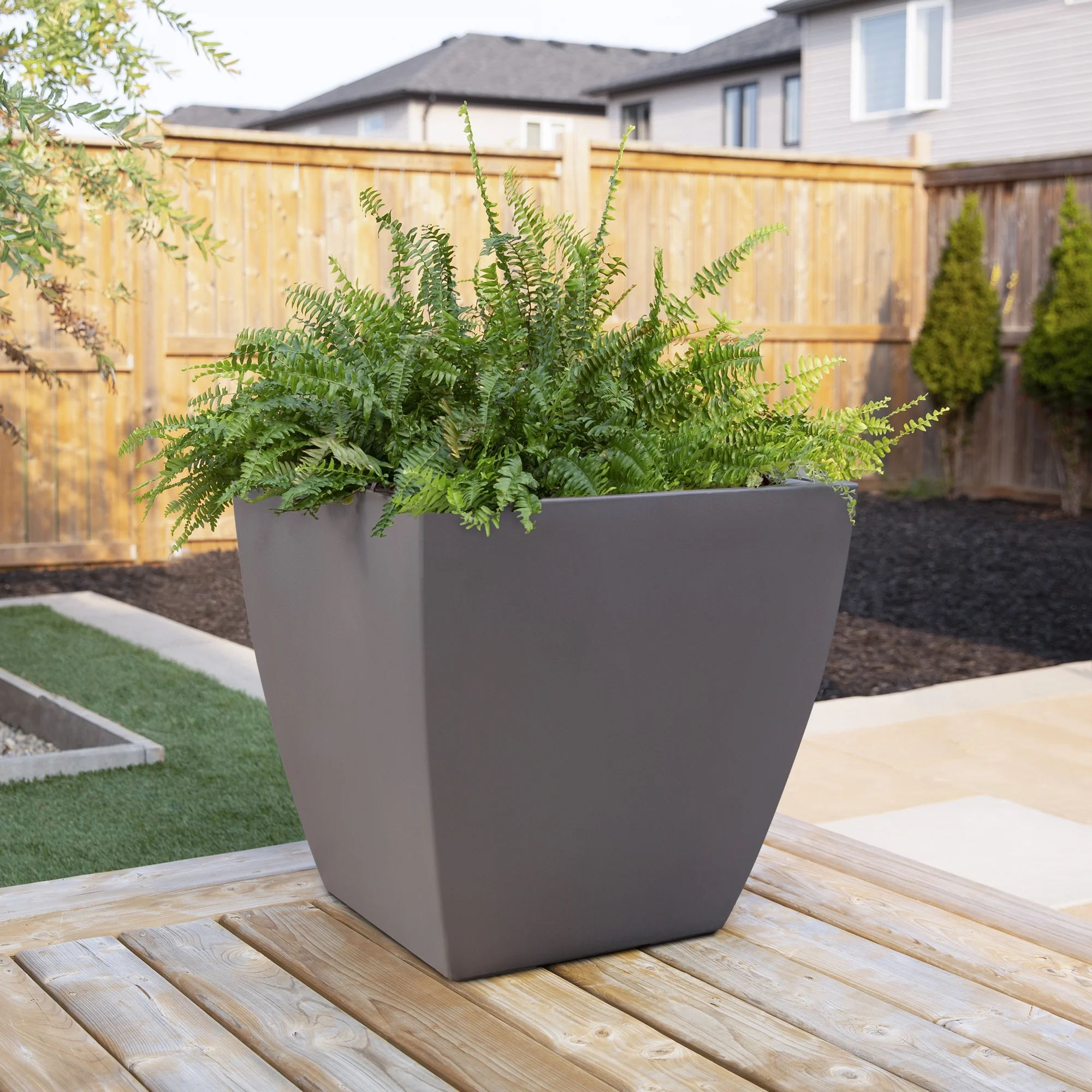 Mayne Kobi 24 in Square Planter - Black