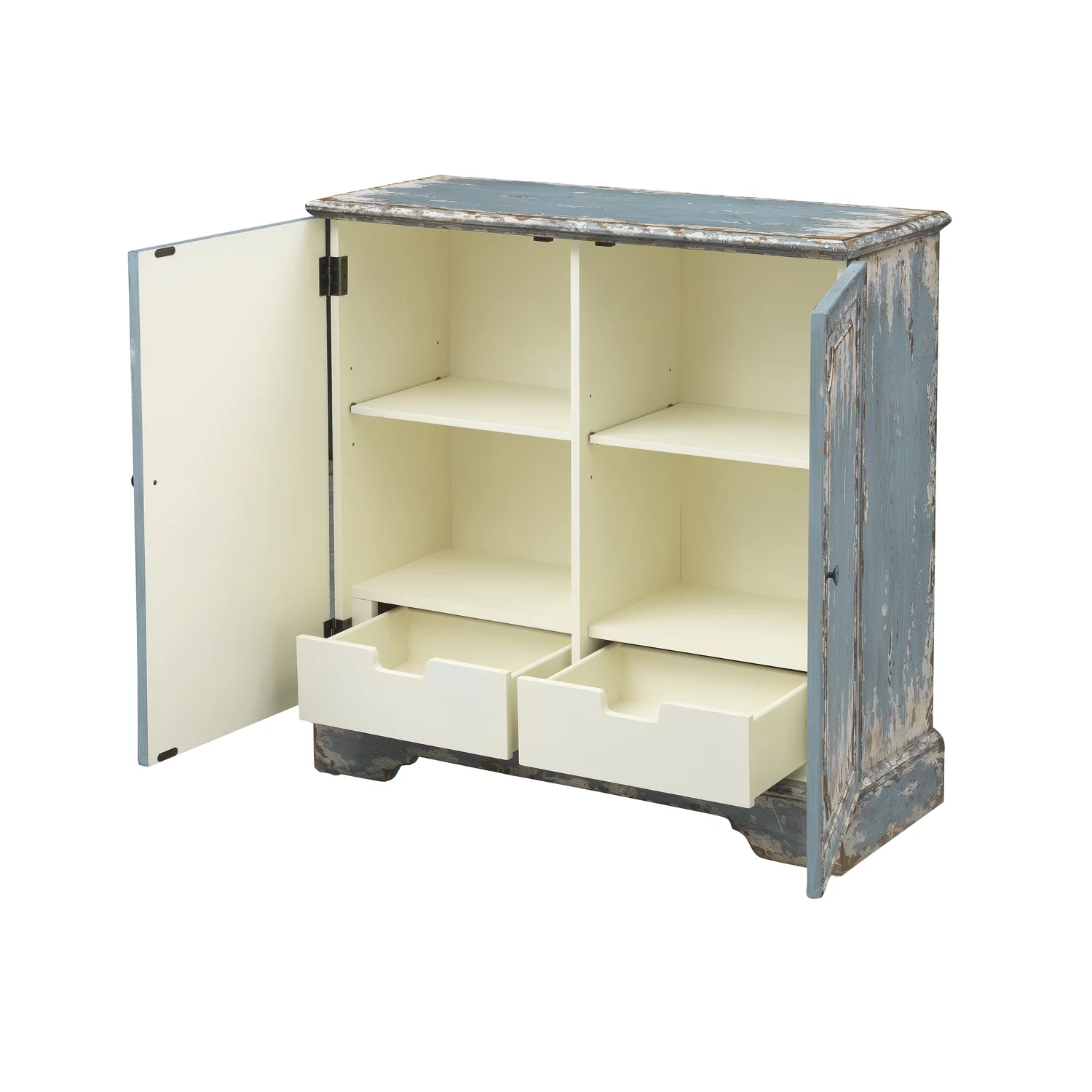 Coast To Coast Imports Cabot Aged Blue & Cream Two Door Cabinet - Curated Treasures Market