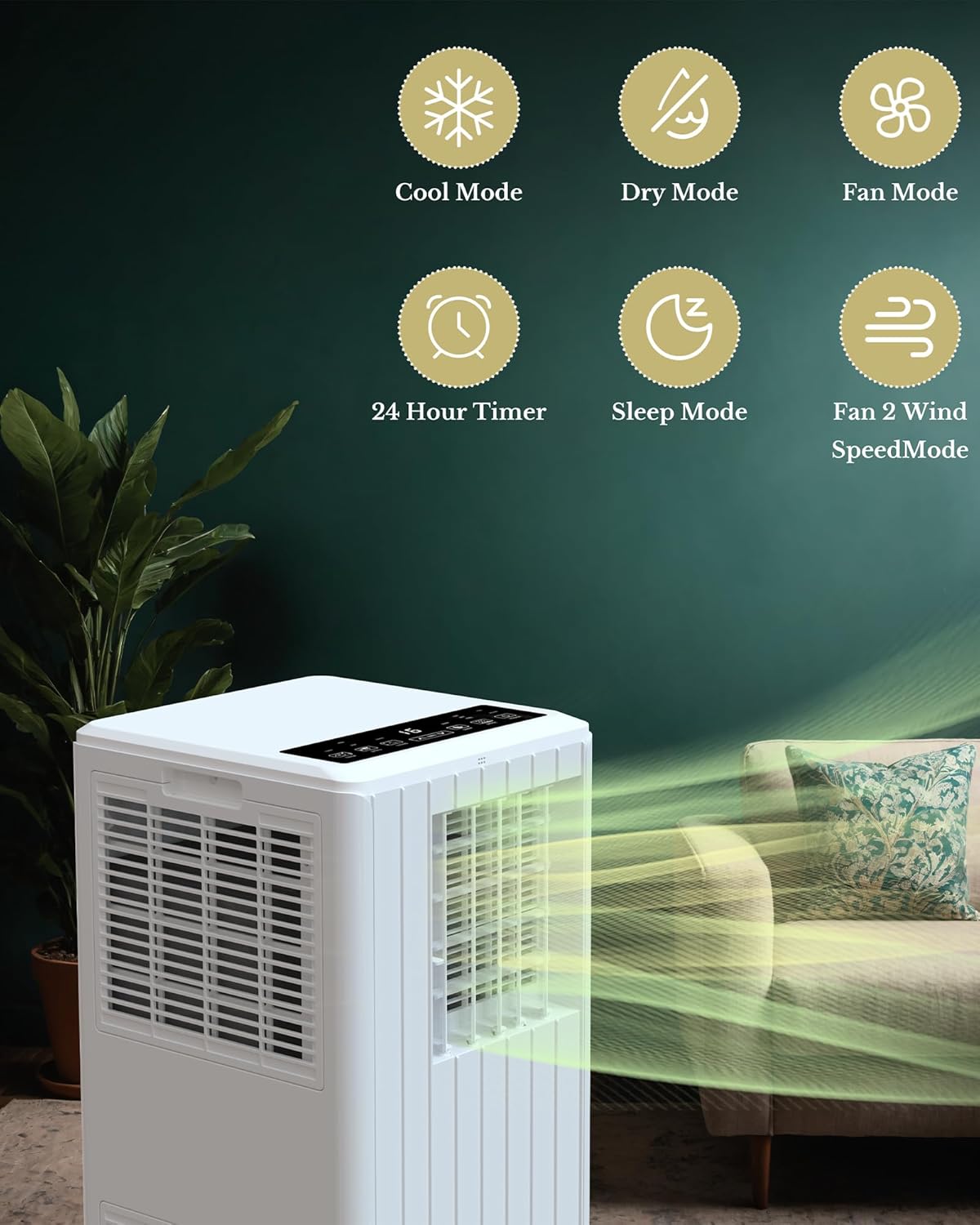 KYBOIT 8000 BTU Portable Air Conditioner with Remote Control,Silent Indoor Portable Air Conditioner for Rooms up to 350 Sq.Ft,Portable AC with 3-in-1 Mode,White