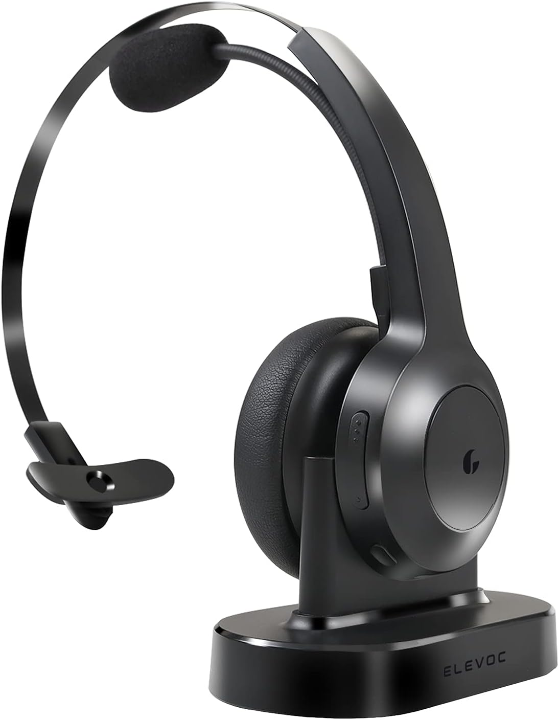 Bluetooth Headset, ELEVOC Wireless Headset with Microphone, Noise Canceling Telephone Headset, Up to 30 Hrs Talk Time, Trucker Car Driver Office Headset for Cell Phone PC Skype Call Center