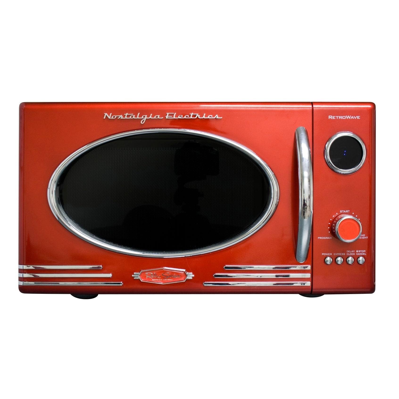 Nostalgia RMO4RR Retro Large 0.9 Cu ft Countertop Microwave Oven Metallic Red