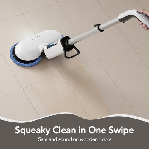 iDOO Electric Mop, Dual-Motor Electric Spin Mop with Sprayer and LED Headlight, Cordless Electric Mop for Floor Cleaning, Powerful Floor Cleaner Floor Scrubber with Transparent Water Tank & Mop Pads